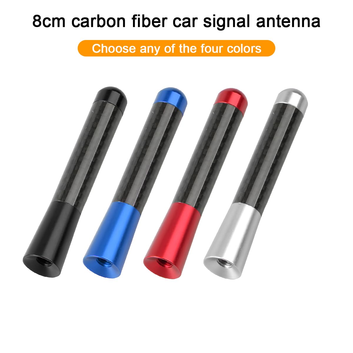 Antenna Per Auto In Lega Di Alluminio E Fibra Di Carbonio - Corta E Decorativa | Ricezione AM/FM | Colore Argento - Foto 13
