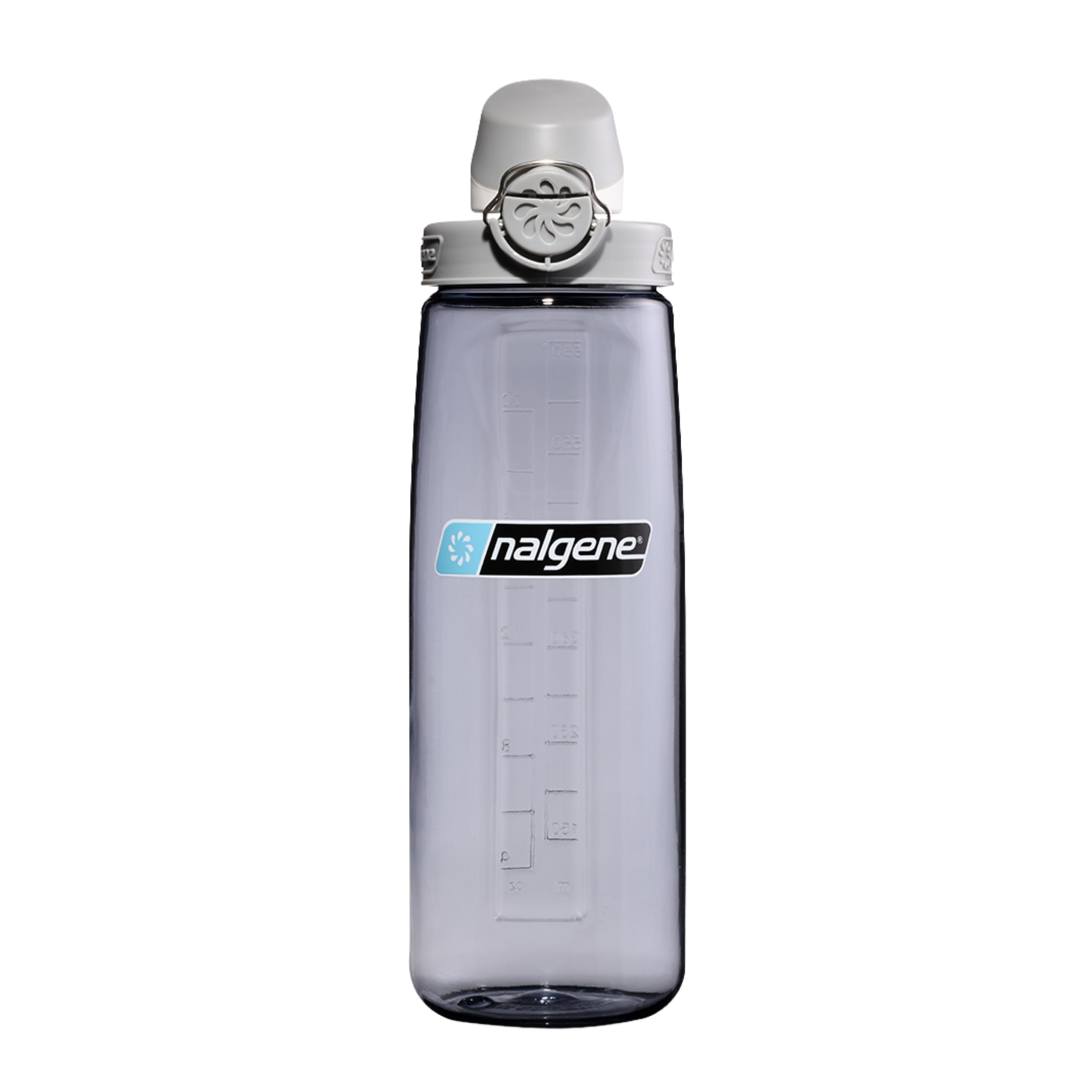 Nalgene Sustain Tritan BPA-Free On The Fly Water Bottle Made with Material Derived from 50% Plastic Waste, 24 OZ, Smoke Gray with Gray