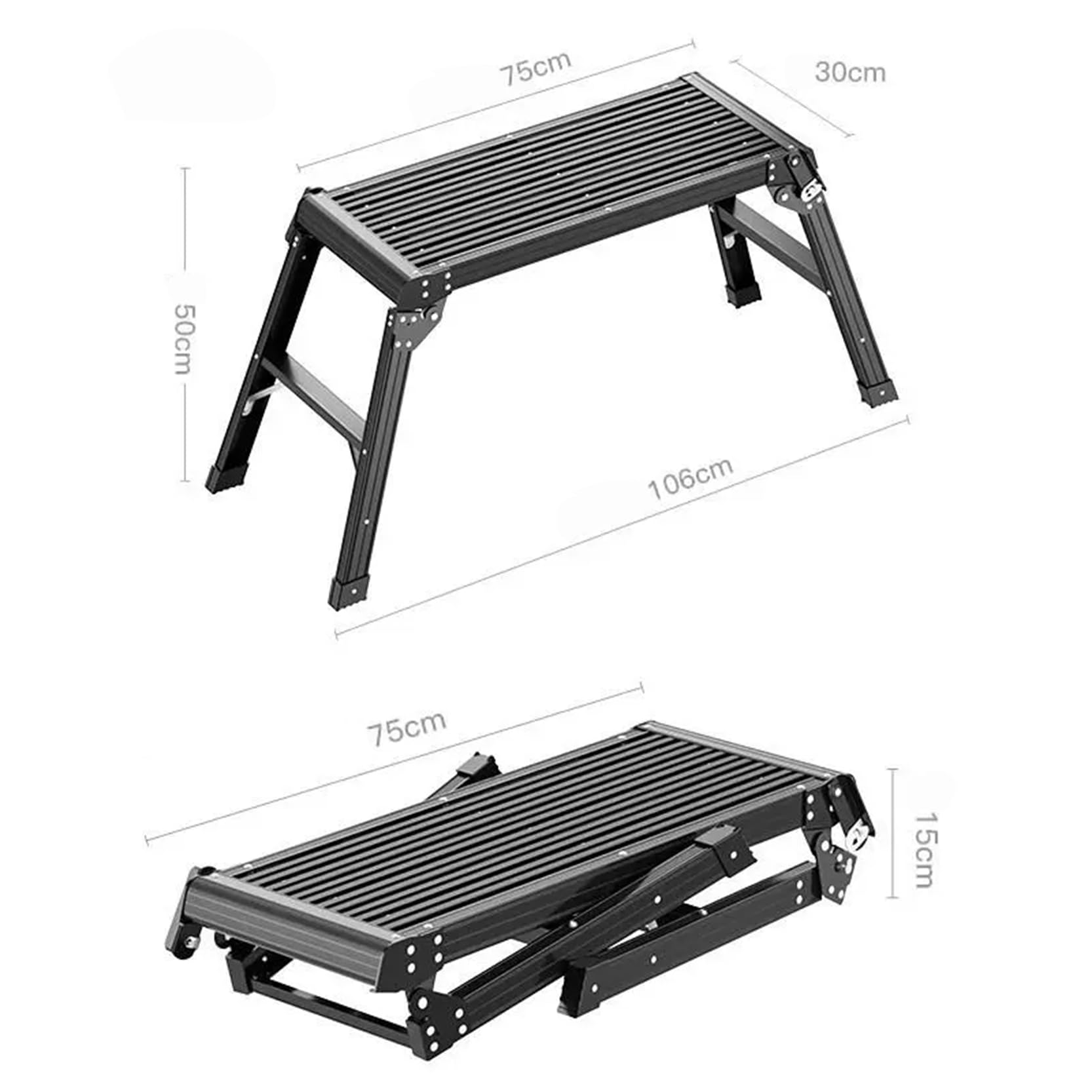 Drabina 150 kg platforma robocza, duża składana aluminiowa drabina schodkowa 75 cm, przenośna platforma rusztowania, krzesło domowe, wytrzymały stołek schodkowy