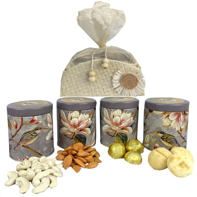 Image of NUTRI MIRACLE Rakhi Gift Hamper with Chocolates, Dry Fruits, Tilak Thali and Greeting Card for Bhaiya Bhabhi and Family