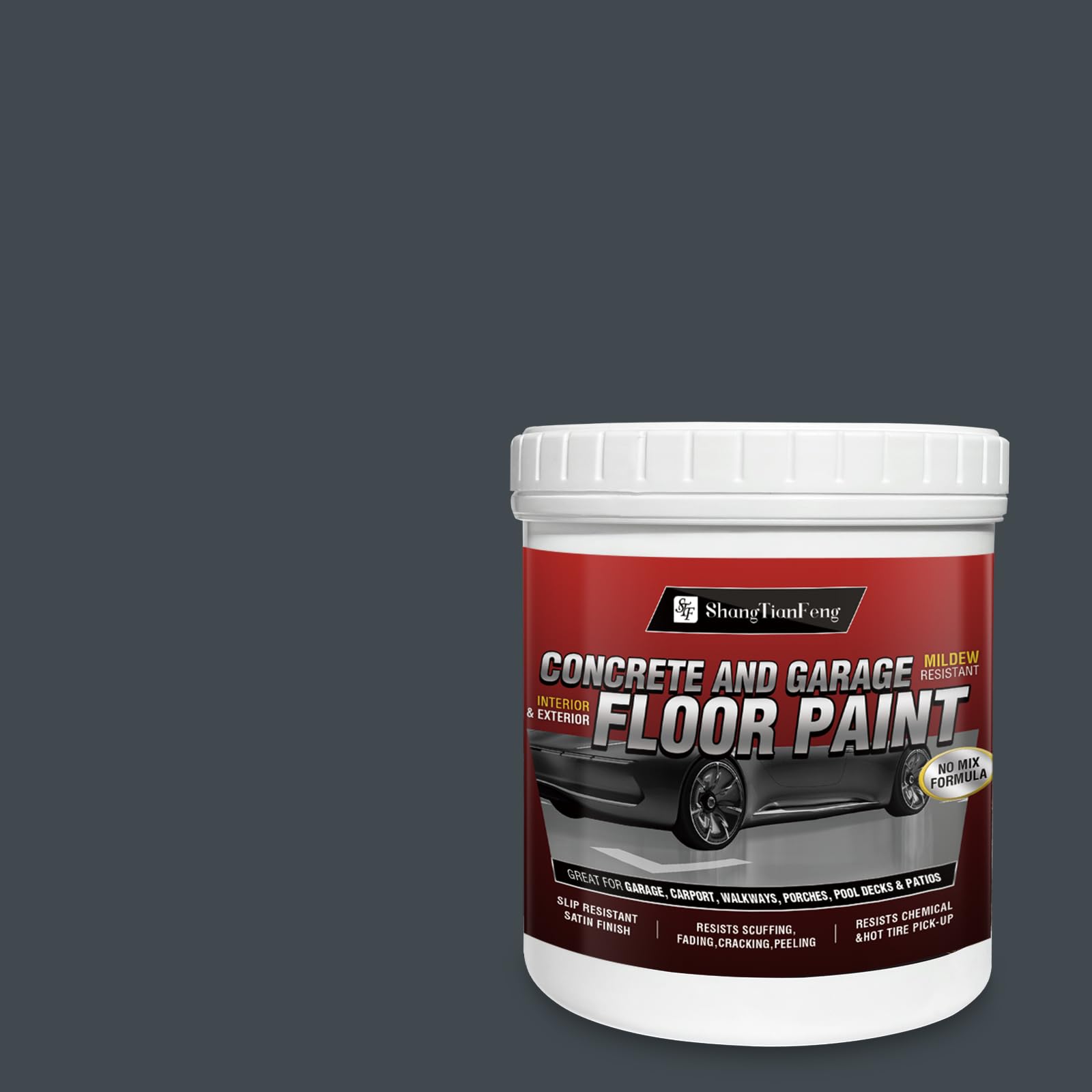 Professional Floor Paint Kit (5 Gallon Slate Dark Gray, 800-1000 sq.ft) - Acrylic Concrete Coating for Garages &amp; Basements | Single Component Formula | Scratch Resistant &amp; Low VOC | Ready-to-Use