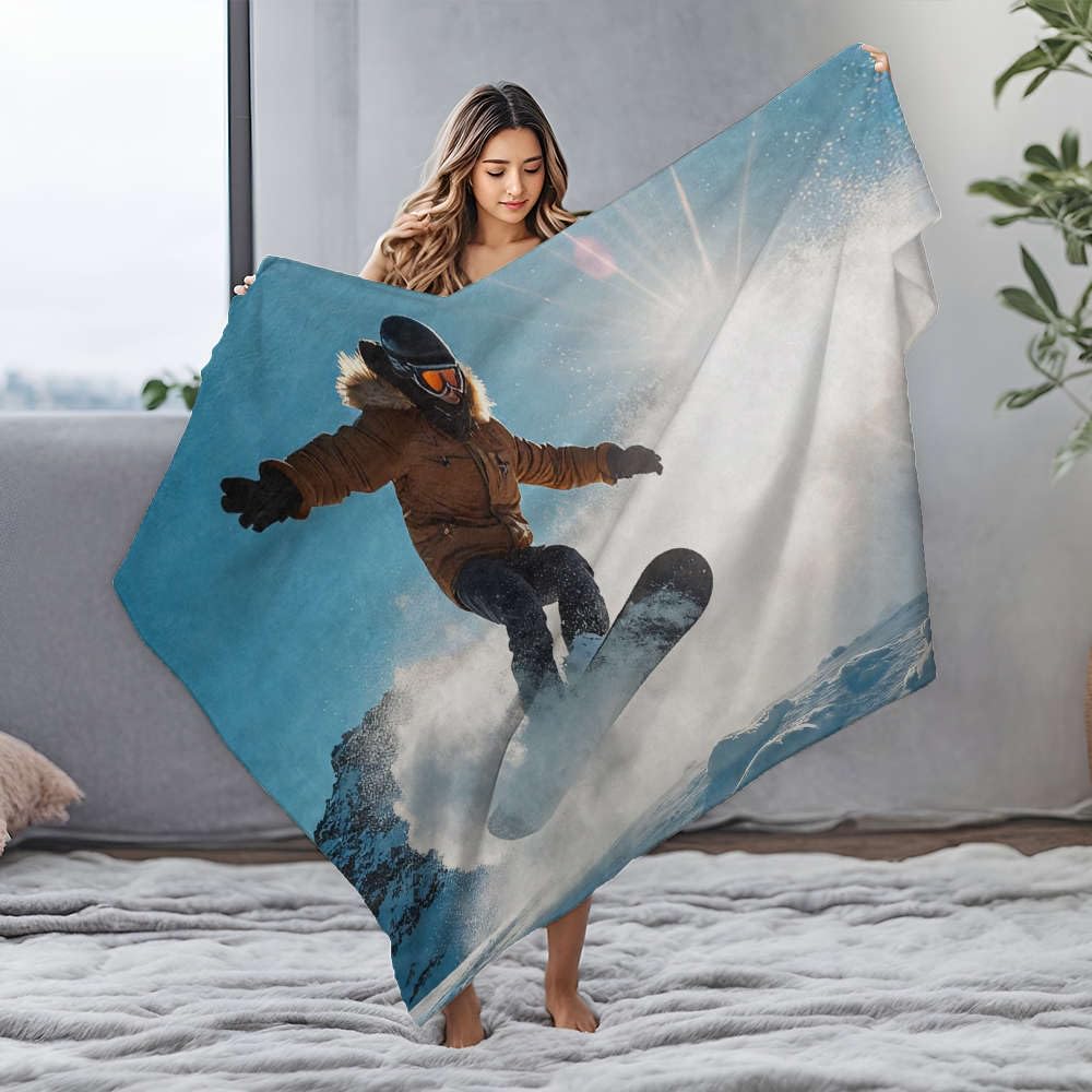 Couverture de Pâques snowboarder plaid canapé pour soirées fraîches