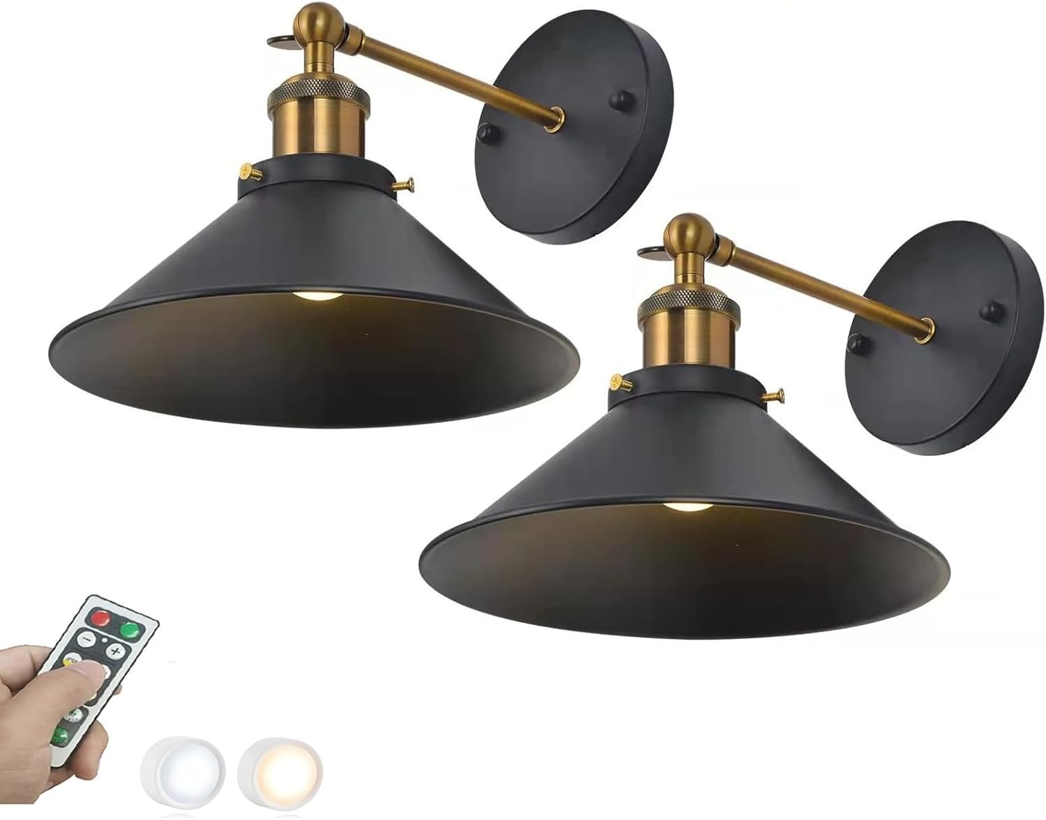 ACLBLK Farmhouse Battery Operated Wall Lighting Indoor Set of 2