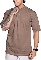 Camiseta Oversized Masculina Streetwear Gola alta Justa Camisa Larga Básica Lisa Ocasional Hip Hop Skate Algodão