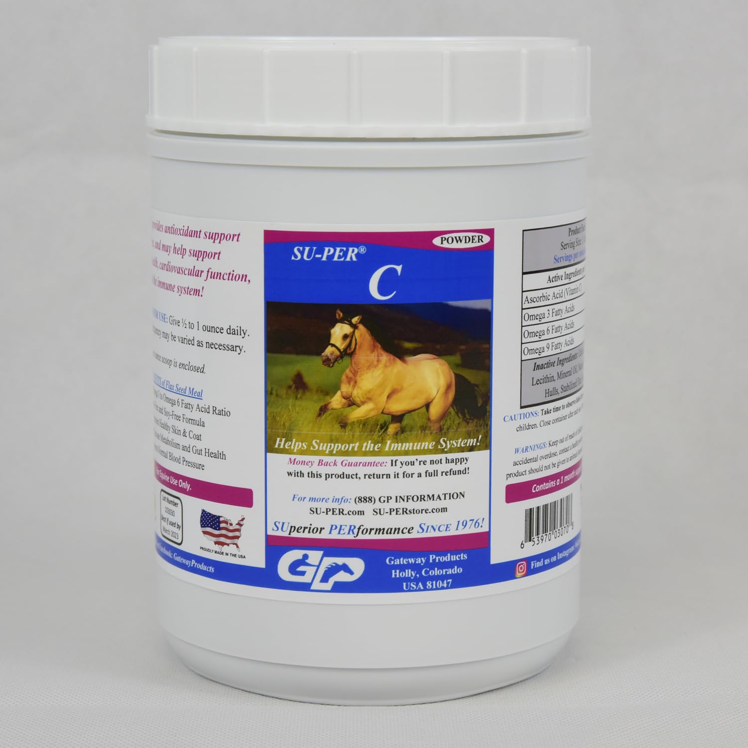 SU-PER C Vitamin C for Horses - Equine Antioxidant & Immune Support Supplement - Horse Vitamins & Minerals Supplement - 2.5 Pounds
