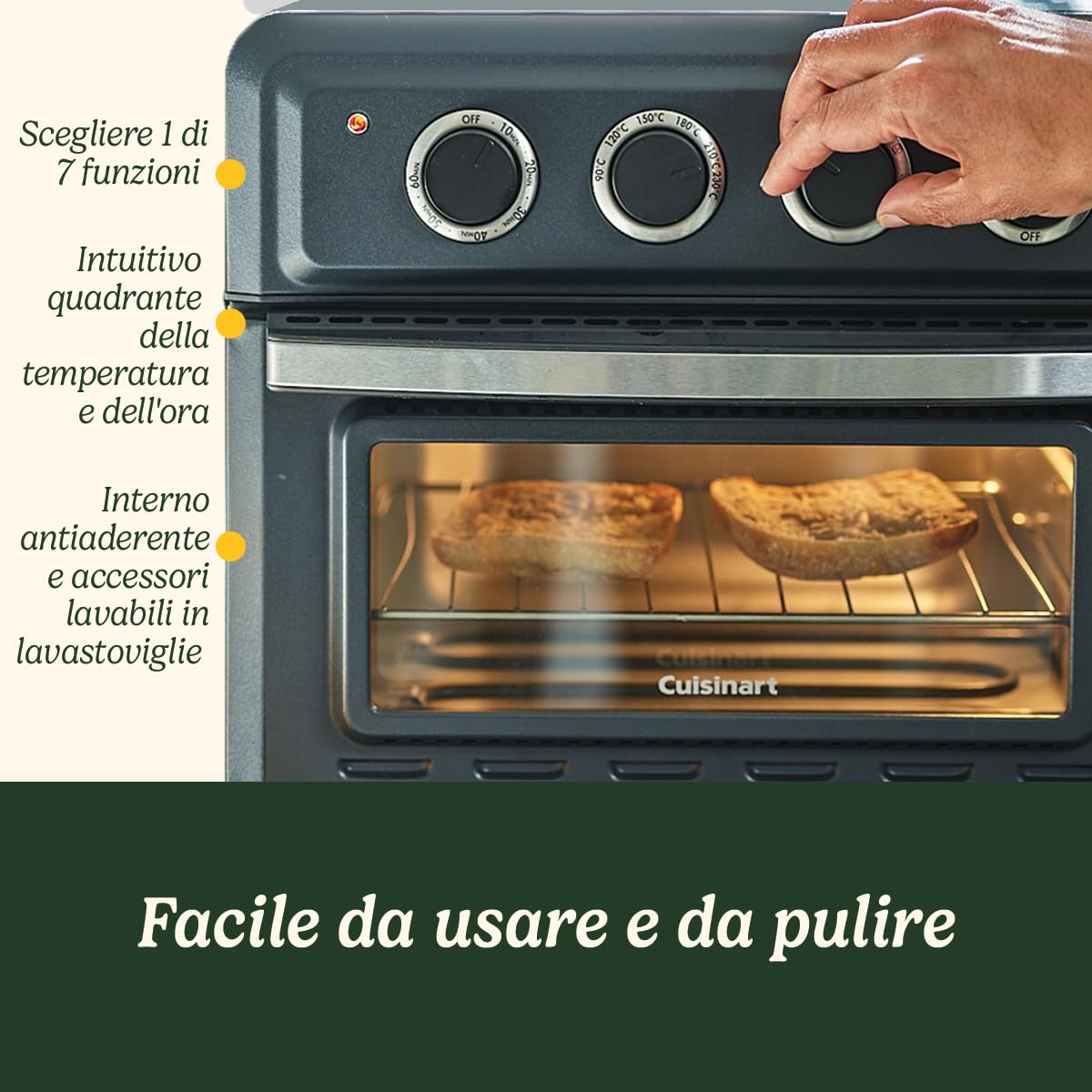 Cuisinart Air Fryer Mini Oven | 7 in 1: Air Fry, Roast, Bake, Grill, Toasties, Toast & Keep Warm | 2 livelli di cottura, 17L di capacità, spazio per un pollo intero da 1,8kg | Efficienza energetica