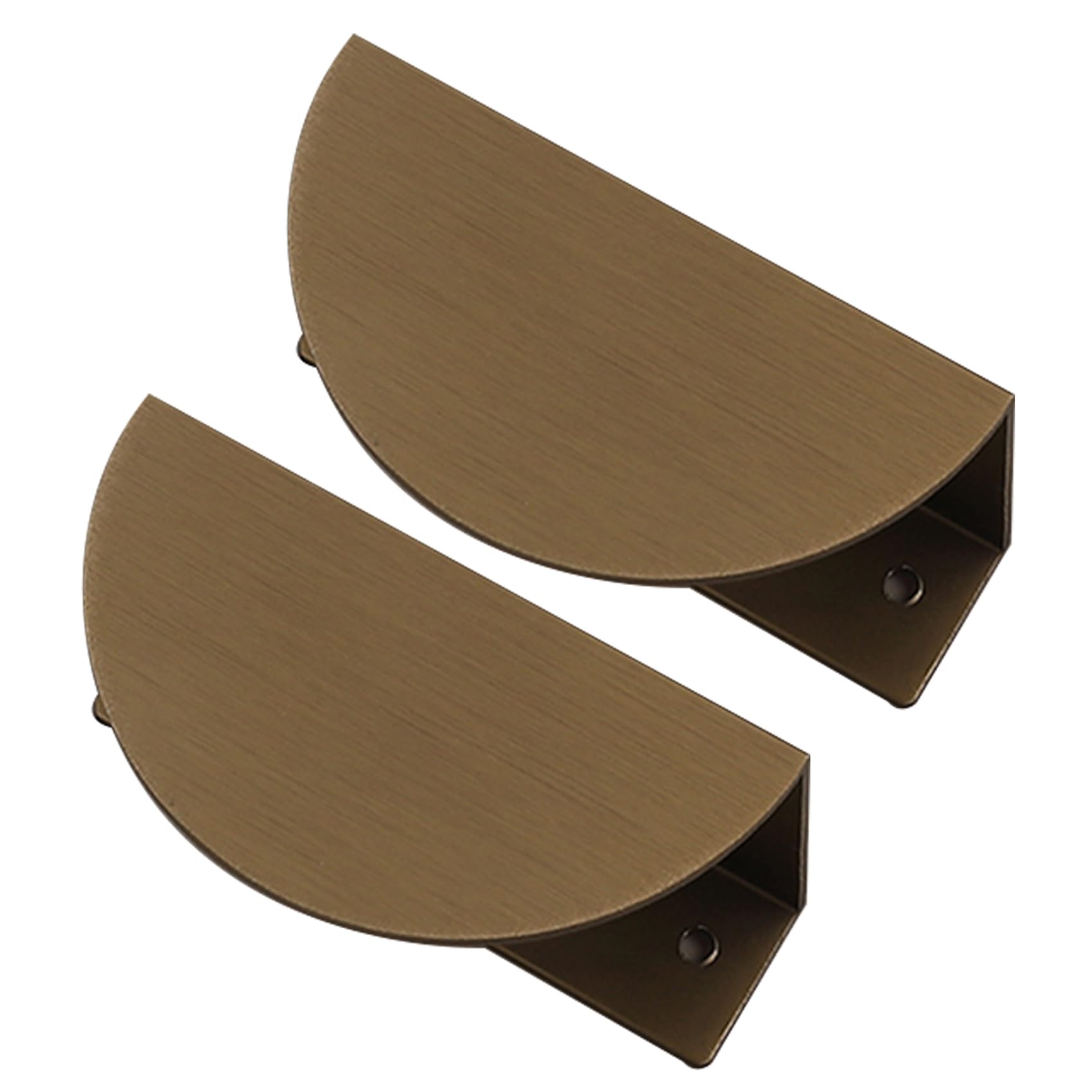 Jmcxsm592 Brushed Bronze 2 Packs Drawer Knobs Half-Moon Cupboard Handles Semi-Circular Kitchen Door Levers Concealed For Closet,Wardrobe,Children's Room Pulls Invisible Cabinet Pulls Aluminum Alloy (80Mm,)