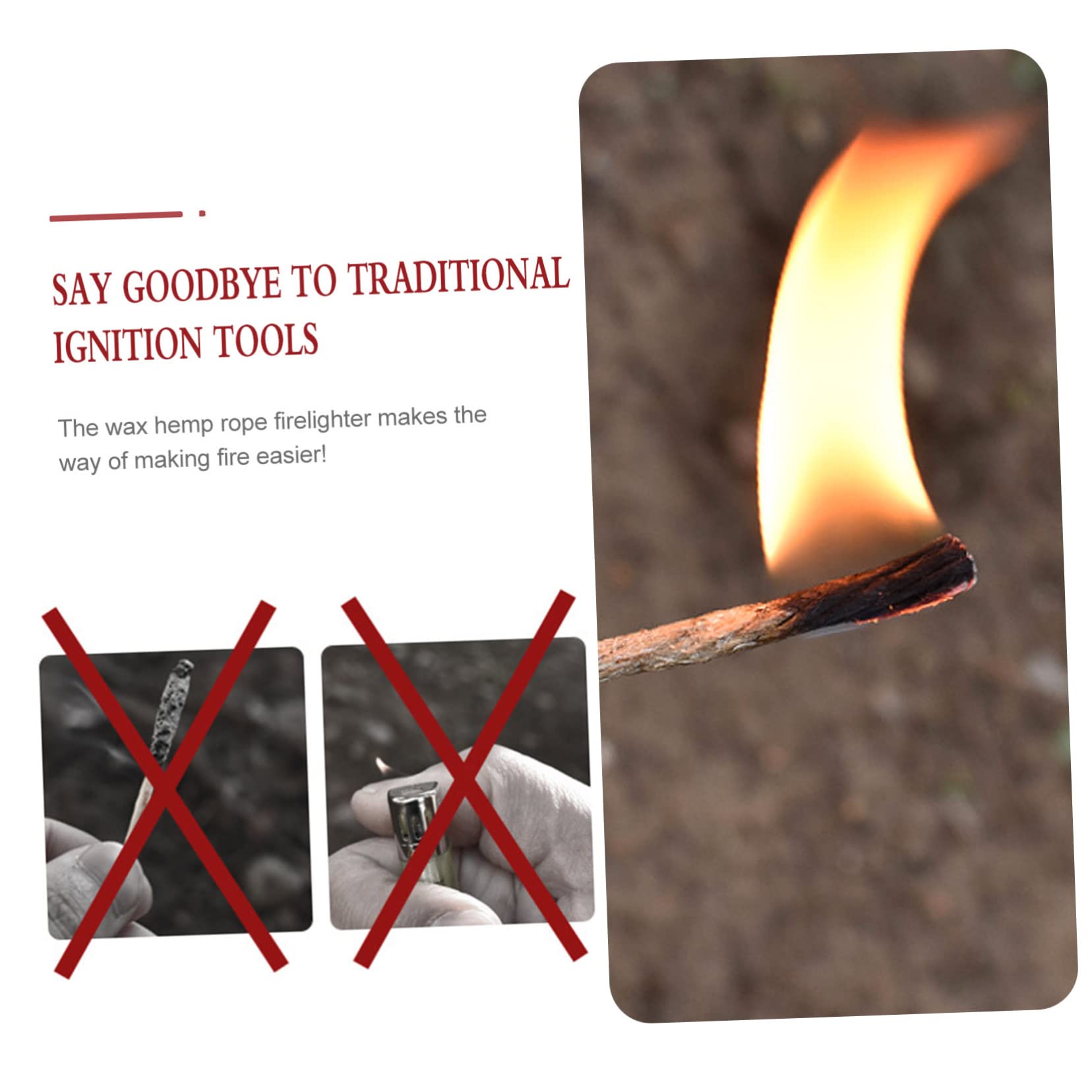 Abaodam 20Pcs Quick Fire Starter Rope Kit Fire Starting Strips for Camping Grilling BBQ and Outdoor Survival Durable and Lightweight Fire Lighter for