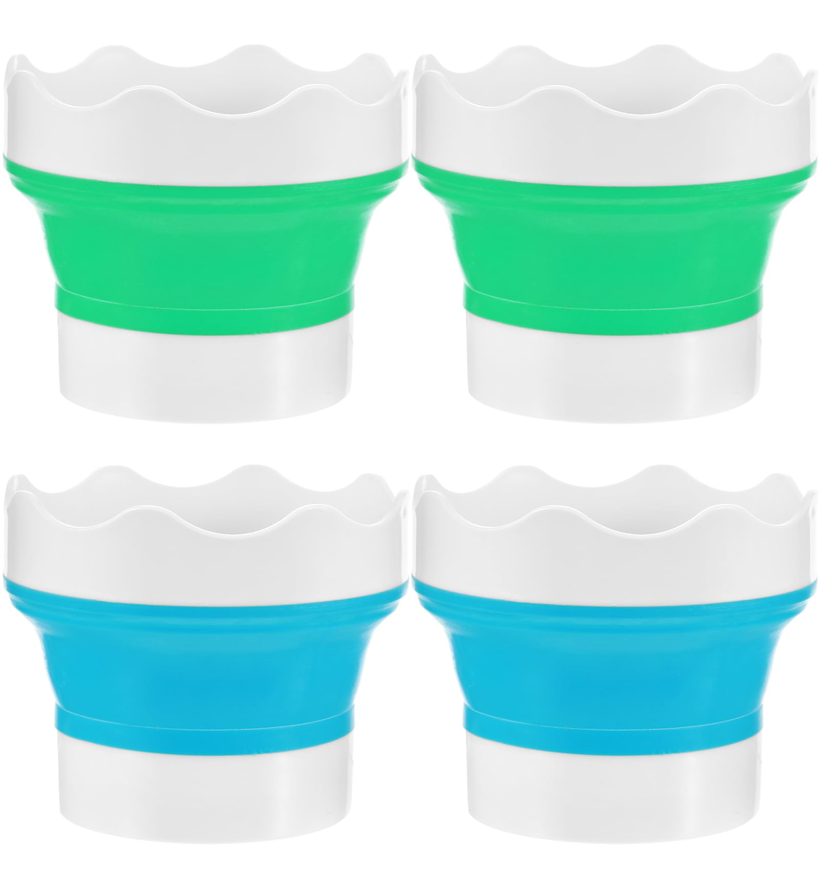 4 Pcs Paint Water Cup, Paint Brush Cup for Watercolor &amp; Oil Painting, Portable Silicone Brush Holder, Foldable Washing Bucket (Multifunctional &amp; Leakproof)