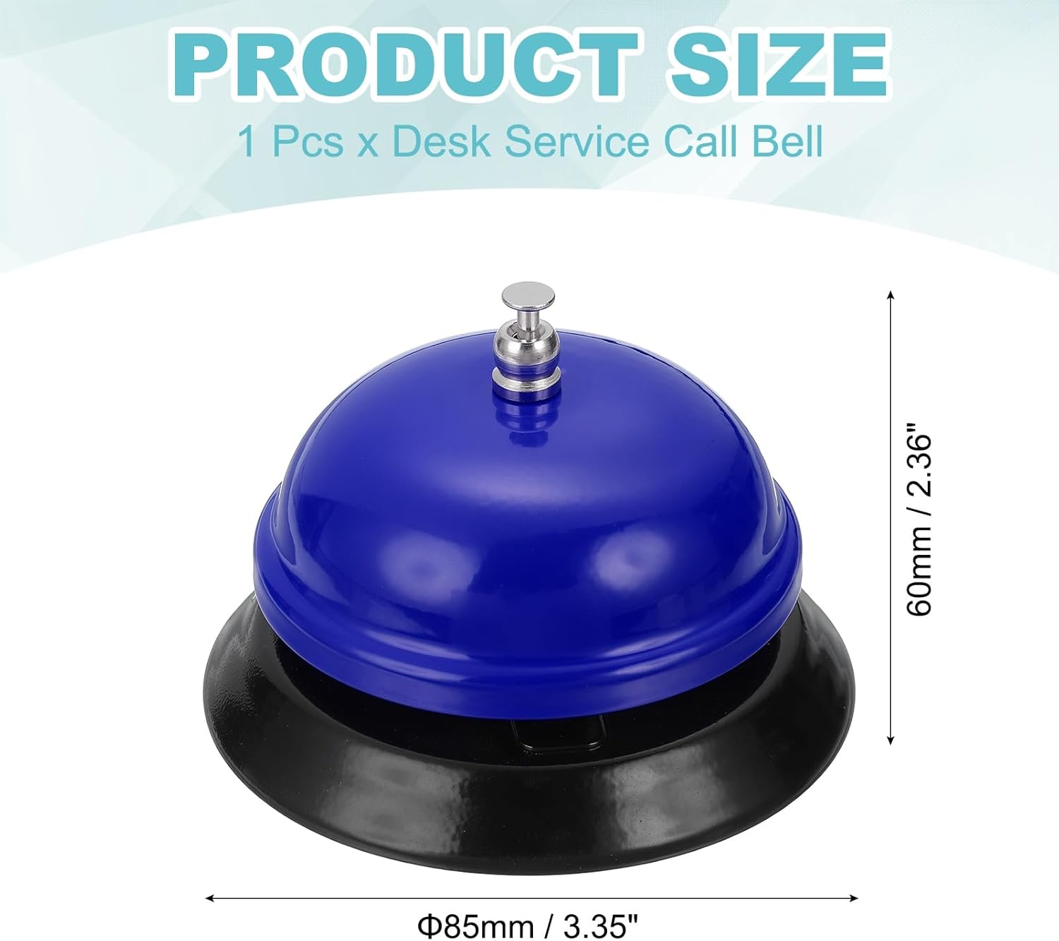 Counter Service Doorbell 3.35 Inch Metal Doorbell for Restaurants Hotels Reception and Wedding Events Blue