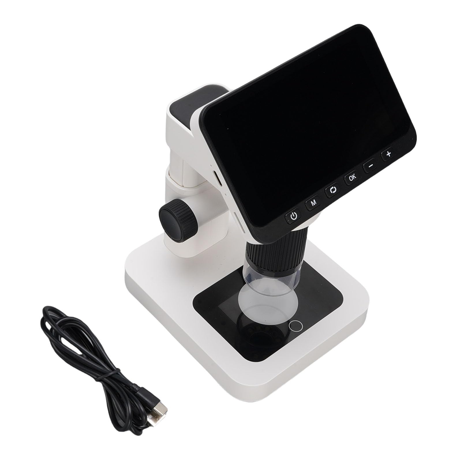 Microscopio Elettronico, Microscopio Digitale con Schermo IPS da 4,5 Pollici, 12MP 1080P, Zoom da 5X a 32X, 8 Luci LED, Tipo C, per Insegnamento Ai Bambini, Osservazione della Natura, (BLACK)
