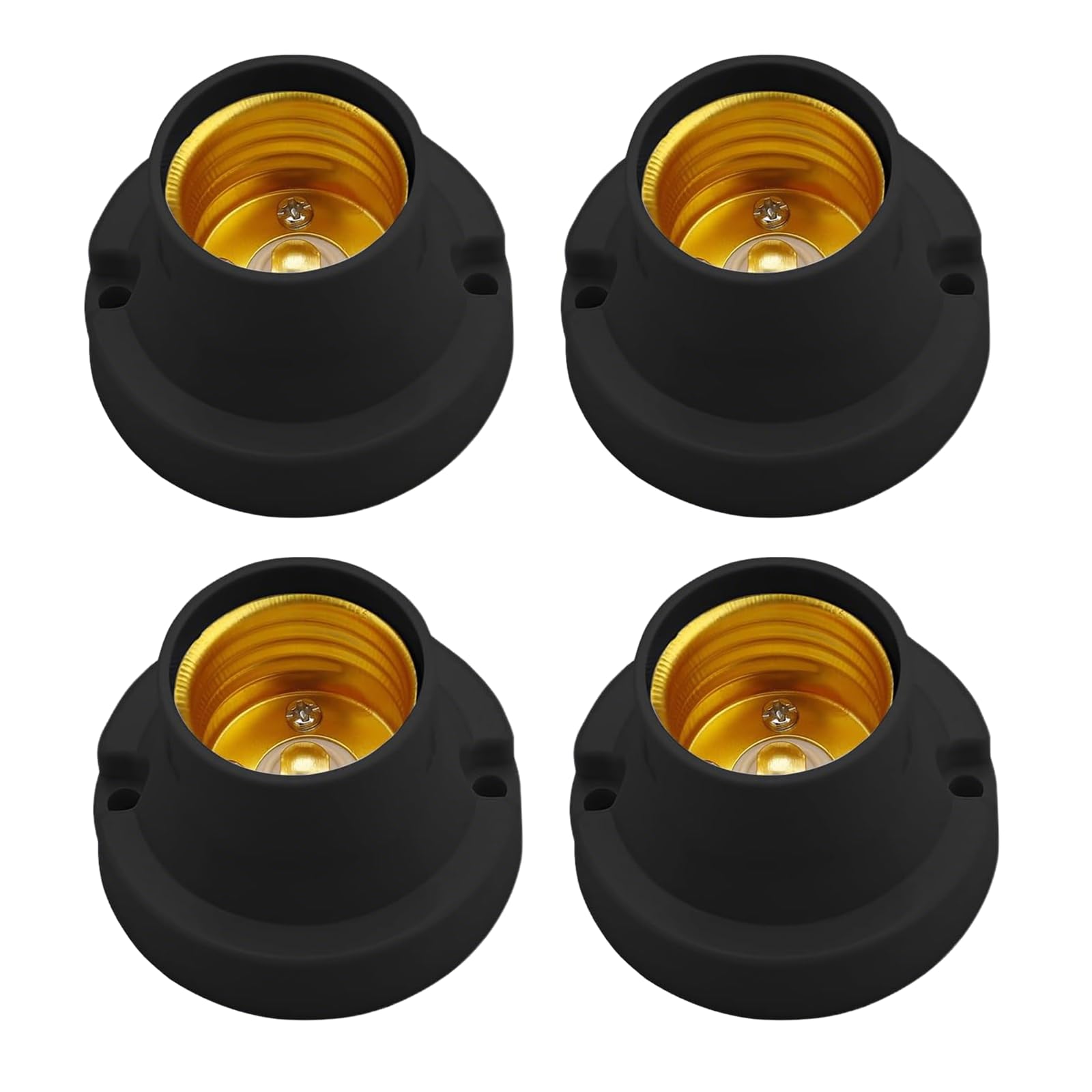MejaRizon 4 Stück Lampenfassung E27, Lampenfassungen E27 Universal, E27 Fassung zum Anschrauben, Lampensockel Adapter für LED-Lampen, Schwarz