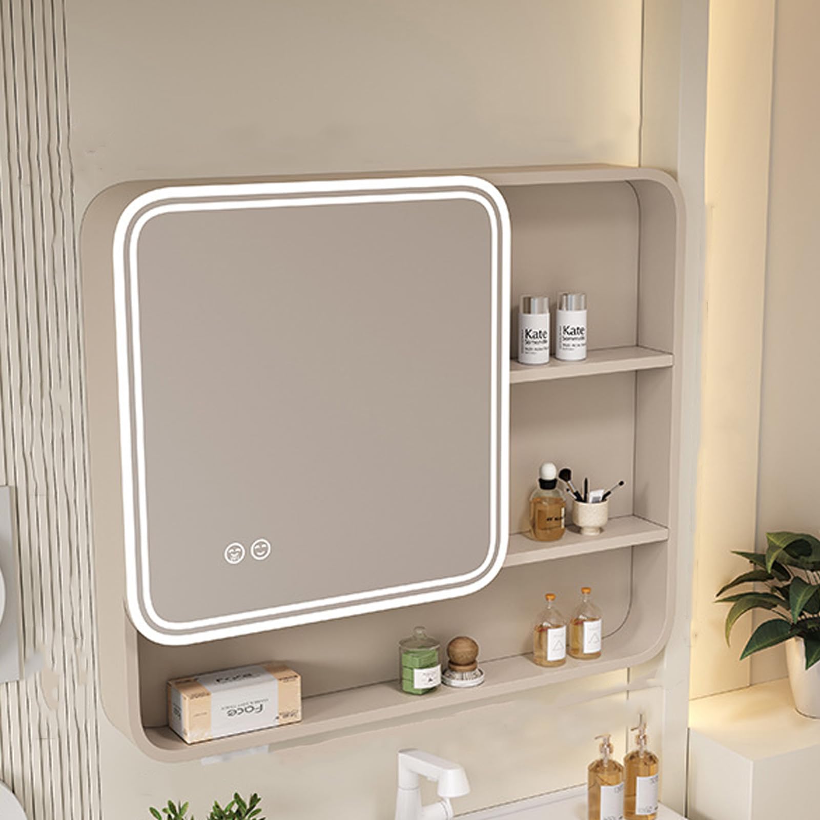 FGXHHS Smart Touch LED Cabinet - Illuminated Medicine Storage with One-Click Hinge Removal Versatile nizer for Modern Bathrooms