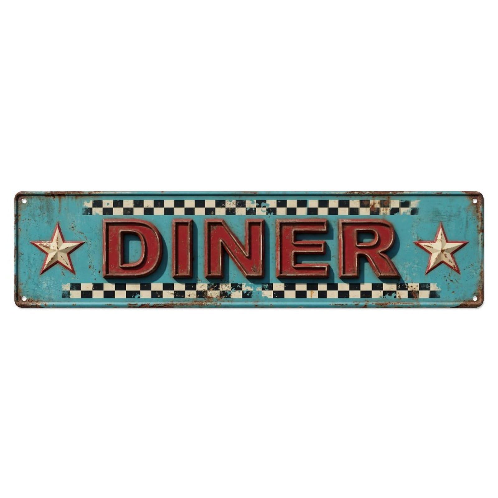 DINER Classic American 1 Metal Tin Skinny Sign Plaque Wall Decor for Cafe, Club Bar, Office, Home Garden Metal Poster 4x16Inch