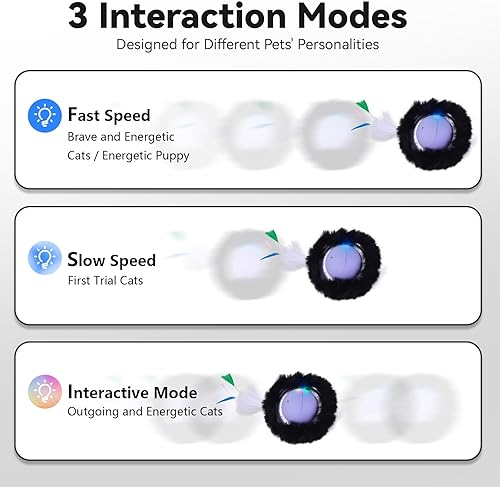 Miniatura 9 de ORSDA Juguetes para gatos de interior, pelota móvil activada interactiva en 7 agujeros, bola rodante rápida automática, juguetes de escondite para