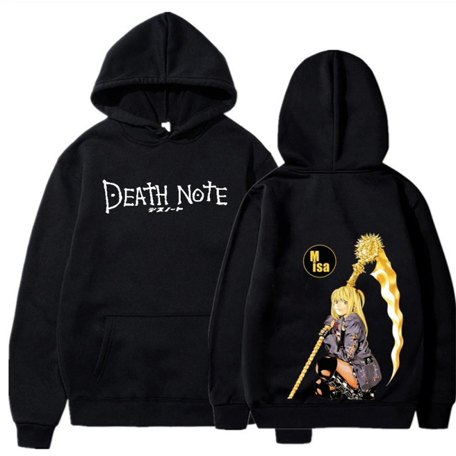 Death Note Hoodie Anime L·Lawliet Ryuk Hoodies Misa Amane Long Sleeve Pullover Sweatshirt for Men/Women/Teens Black