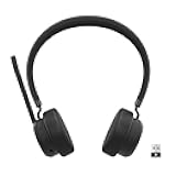 Wireless VoIP Headset Teams Certified, Noise-Canceling Mic, Bluetooth 5.3 Multipoint, USB-A Receiver, 31-Hour Talk & 60-Hour Playback, Lightweight Over-Ear Design, Replaceable Earcups