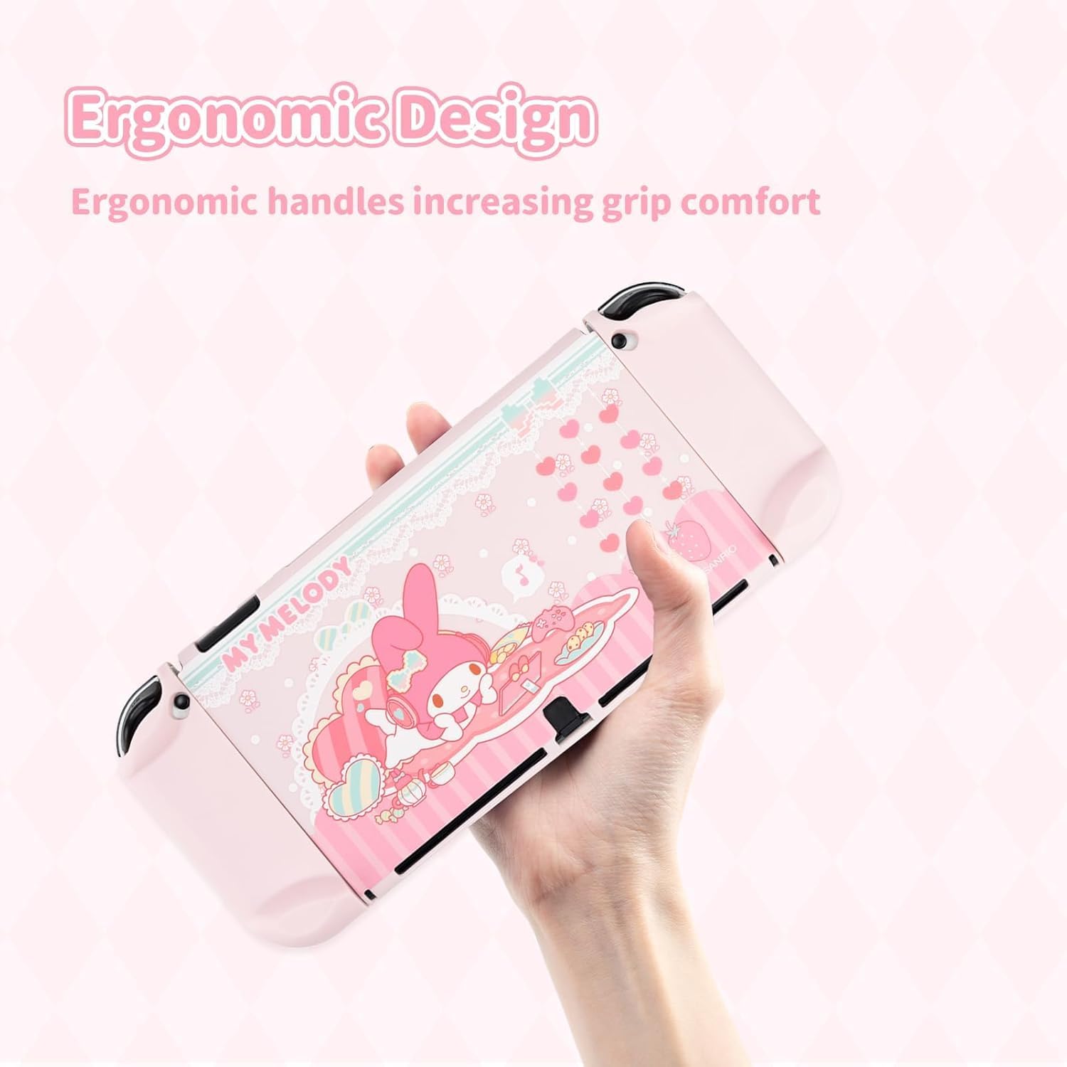 Kuitmor Switch-Schutzhülle für Switch, süßes Cartoon-Design, schlanke Schutzhülle aus hartem PC, kompatibel mit Switch-Konsole und Original-Controller-Controllern (für Switch OLED)