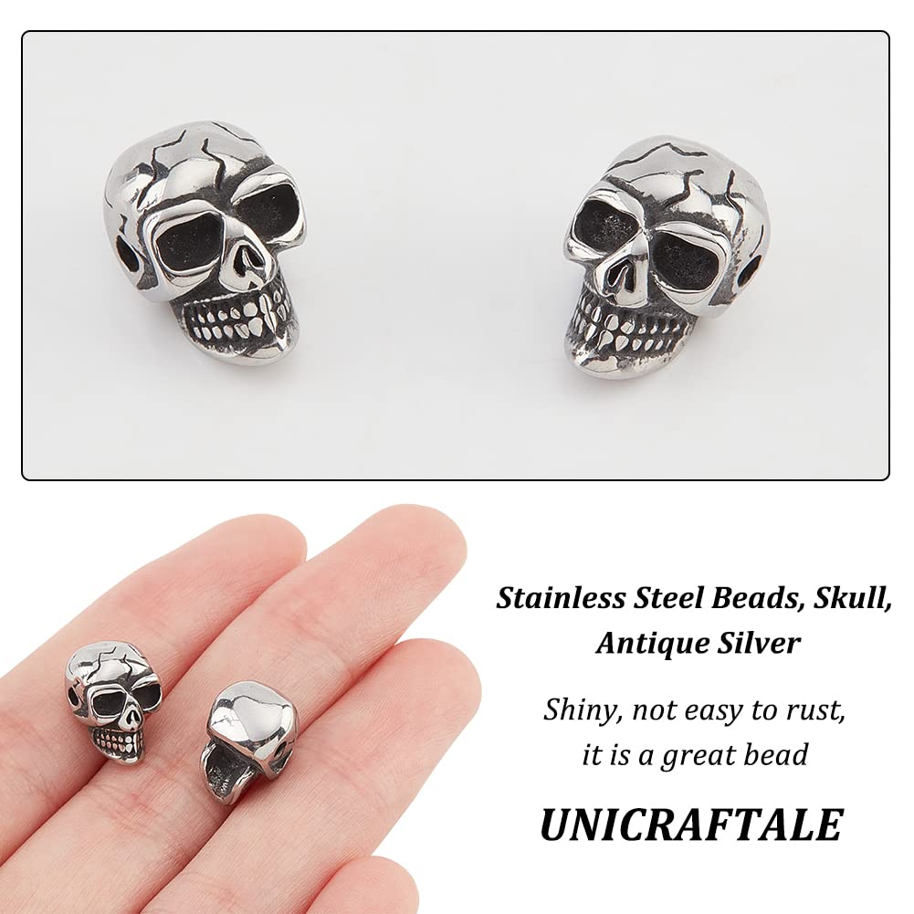 Amazon.co.jp: UNICRAFTALE 10個 14mm スカルビーズ 304ステンレス製
