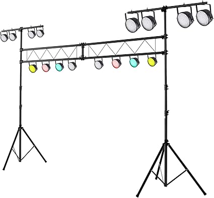 Tangkula Stage Lighting Stand, 14FT Lighting Truss System w/32 Lights Hold 220LBS Capacity, 11 Adjustable Height, Retractable T Bar, Non-slip Pads, Freestanding Metal DJ Lighting Truss for Party Bar