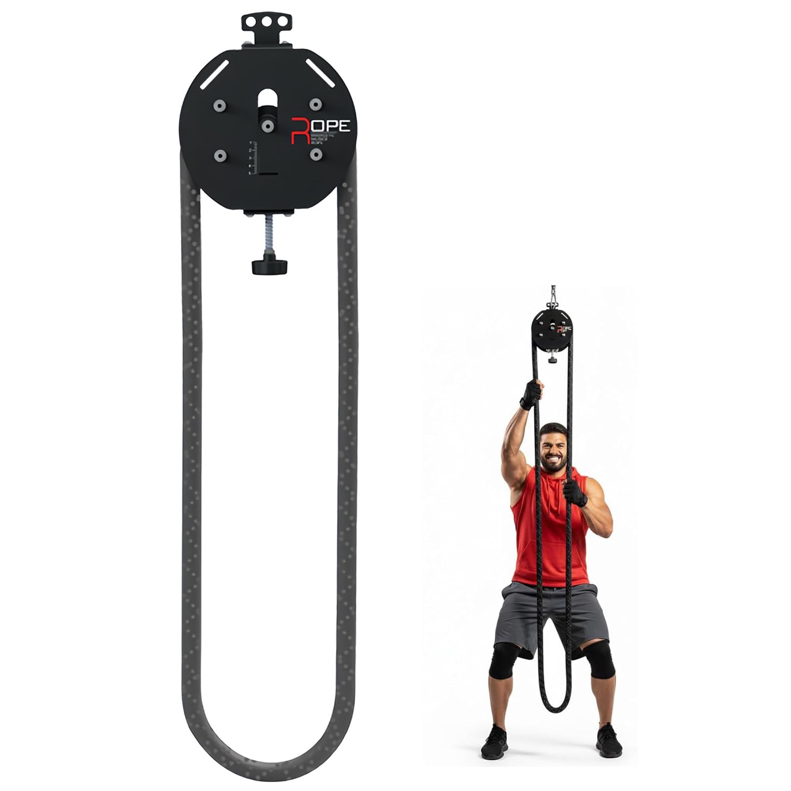 Trener oporu całego ciała, trenażer linowy,pulley cable system z bloczkami,sprzęt do wspinaczki linowej z regulowanym oporem,sprzęt do ćwiczeń,obciążenie 150kg,zawiera paski i 2 blokady Black