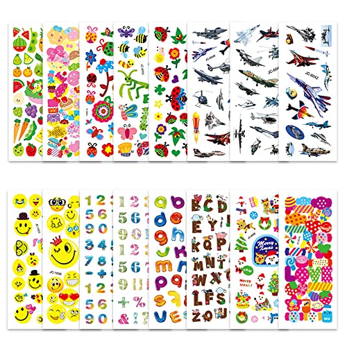 3D Adesivi per Bambini 40 Fogli 1000+ 3D Stickers