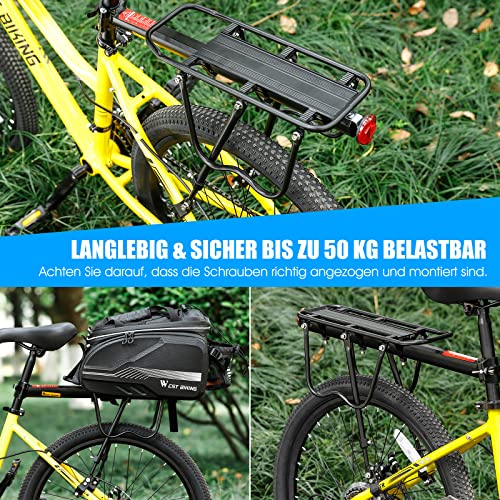 West Biking Mountainbike Gepäckträger - Stabiler Aluminium Fahrrad Gepäckträger für MTB, Einfache Montage, Maximalbelastung 50kg (Schwarz)