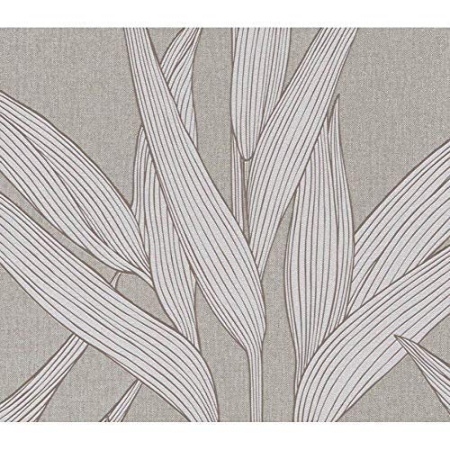 As Creation Hygge Scandinavian Leaf Pattern Textured Linen Effect Wallpaper 631231