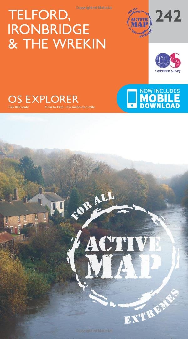Telford, Ironbridge & The Wrekin Map | Weatherproof | Ironbridge Gorge | Ordnance Survey | OS Explorer Active Map 242 | England | Walks | Hiking | Maps | Adventure