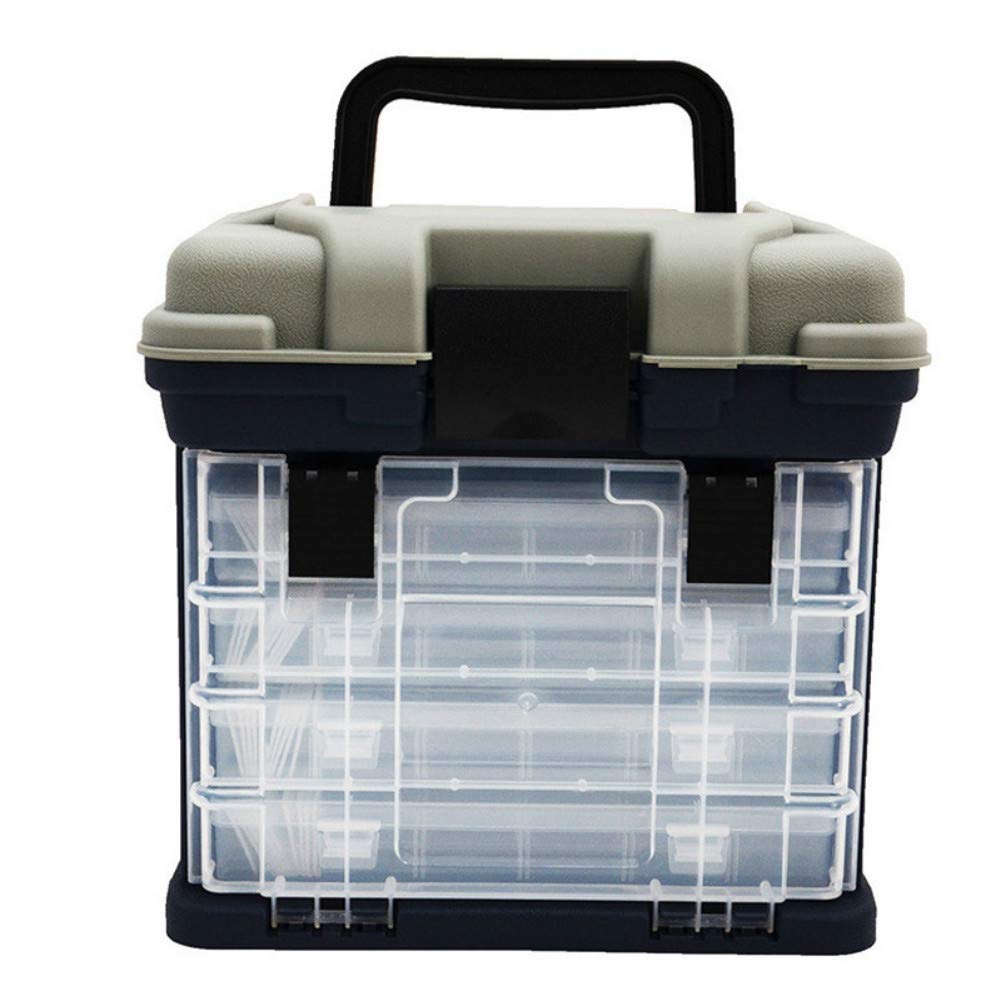 RuixfPortable Fishing Tackle Box Organiser Case, Storage Carry Case with 4 Adjustable Compartment Black