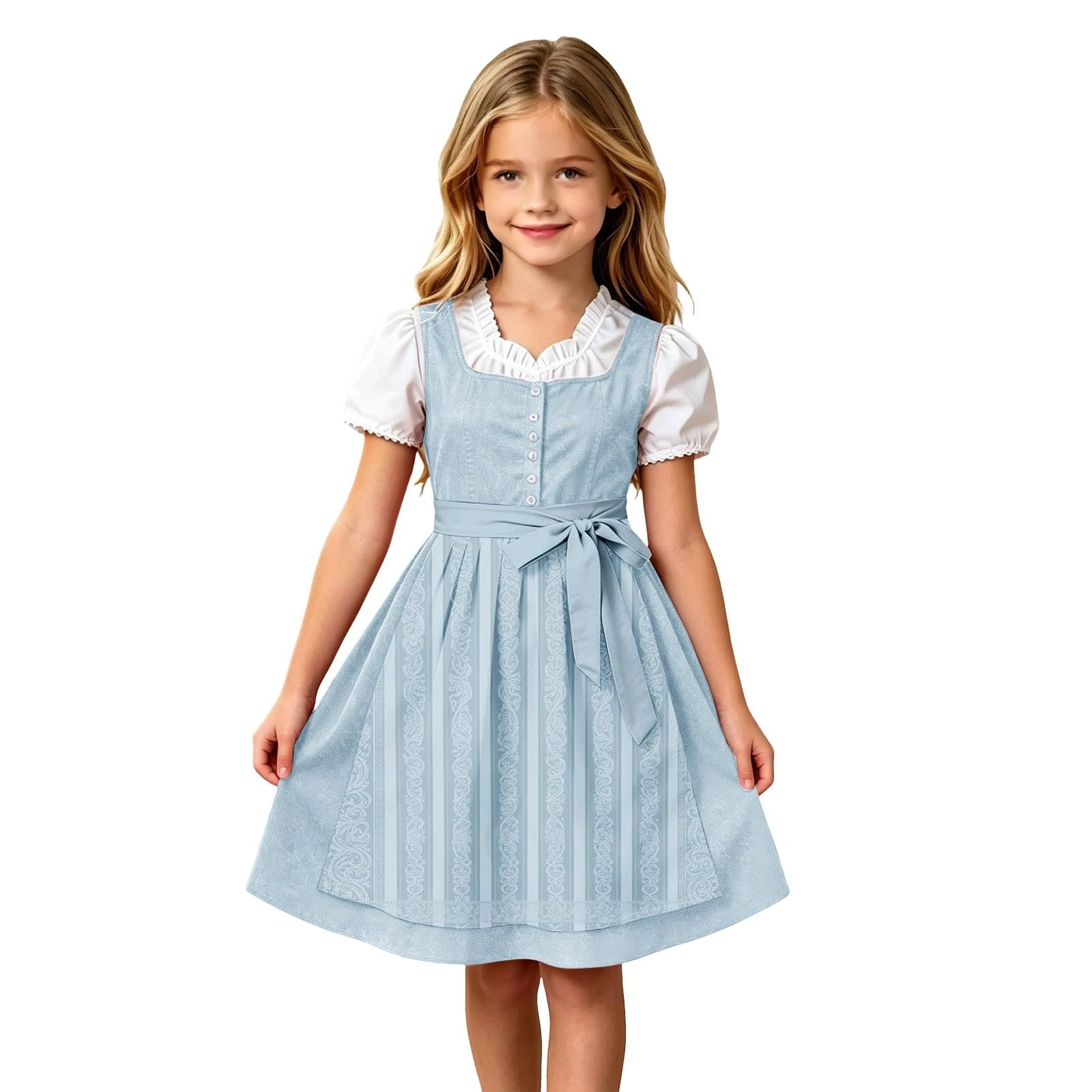 Girls Oktoberfest Costume Bavarian Beer Festival Dirndl Dress with Apron — image 1