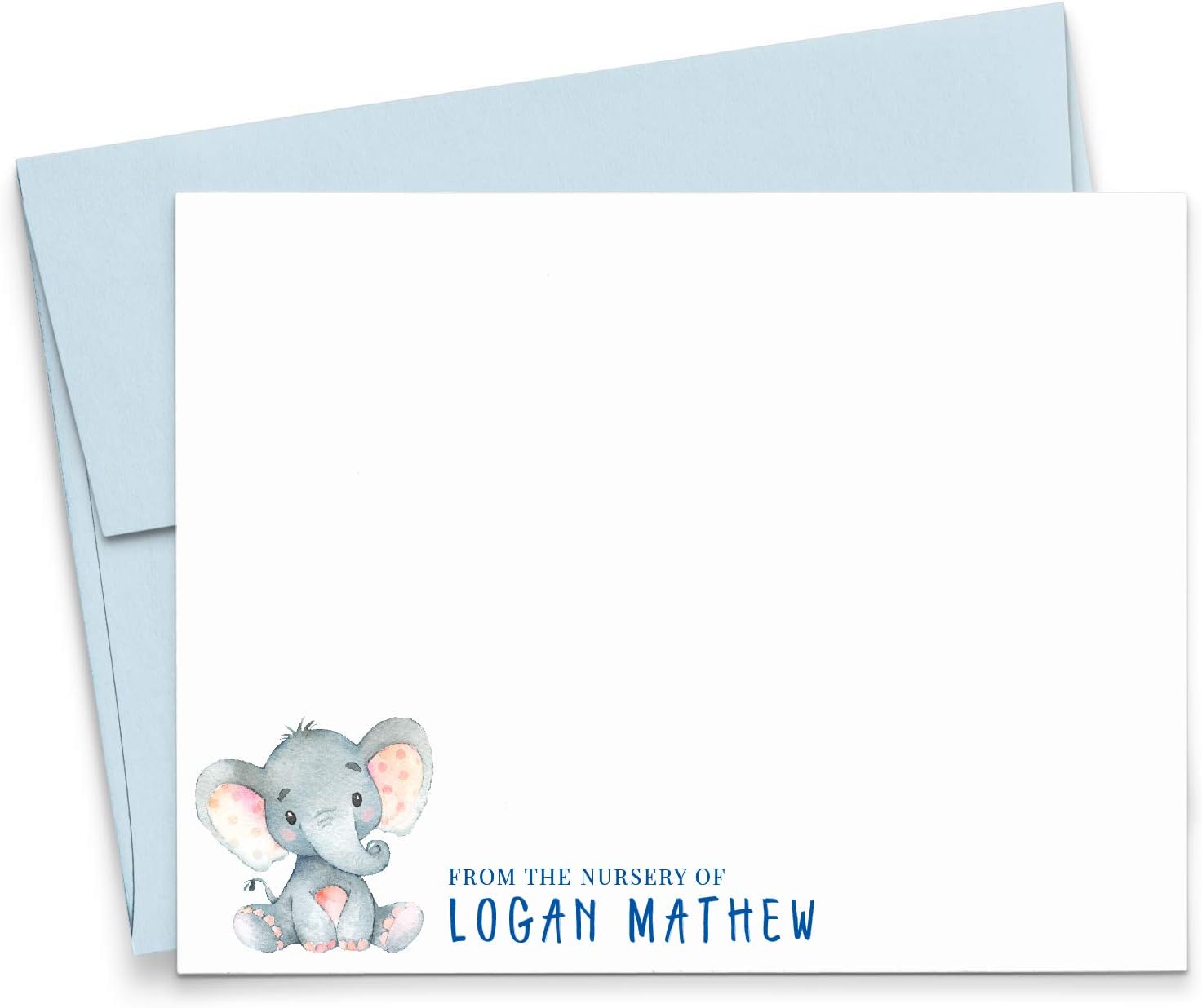 Modern Pink Paper Elephant Baby Thank you cards, Elephant Thank you cards Baby Shower Boy, Personalized baby shower thank you cards,Your Choice of Colors and Quantity