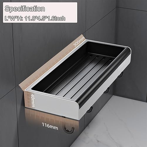 Miniatura 17 de Organizador de ducha montado en la pared, paquete de 2 estantes organizadores de baño, estante adhesivo, organizador de ducha, organizador de ducha