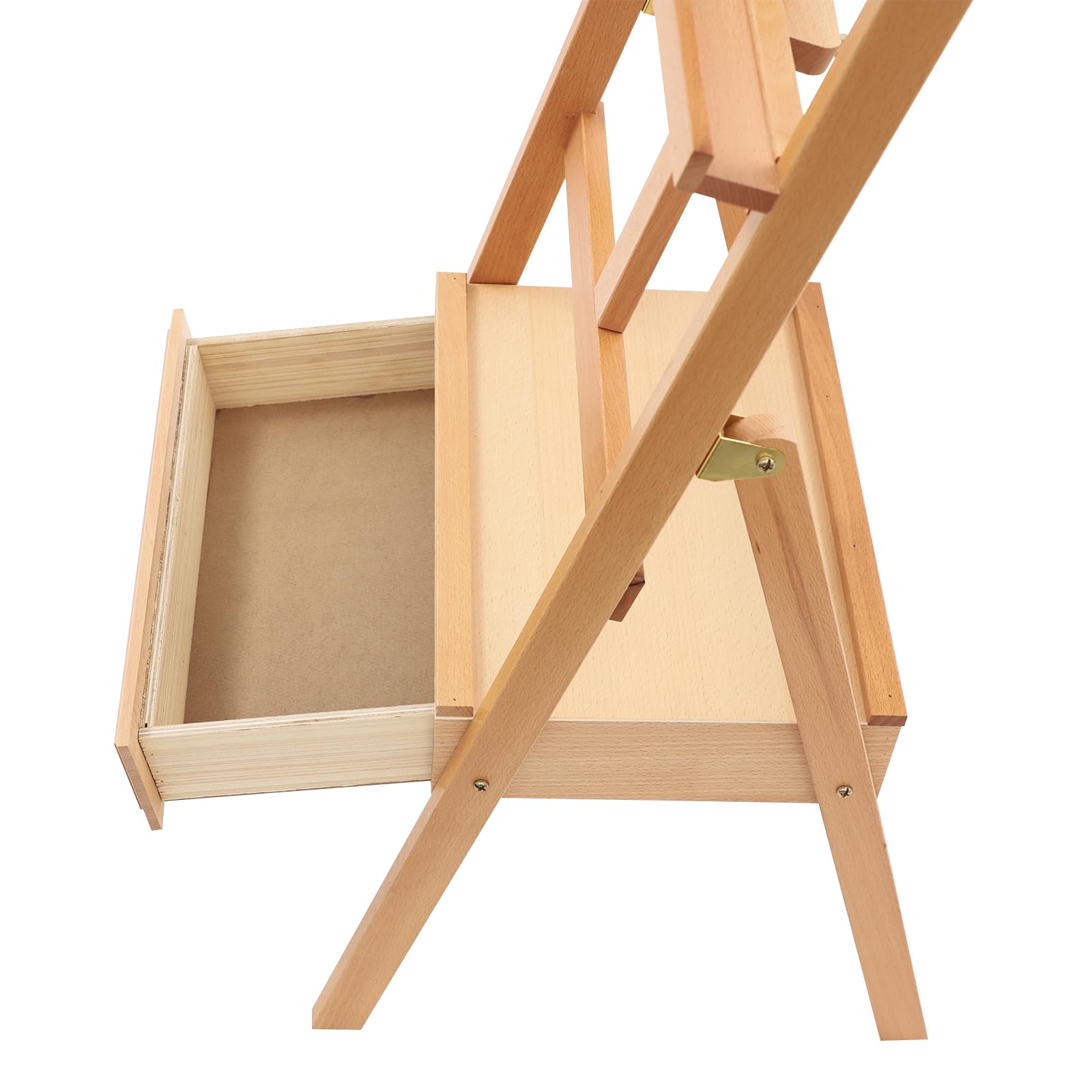 Sztaluga z drewna bukowego z szufladą, sztaluga malarska na płótno do 90 cm, regulacja wysokości 182 cm, lite drewno, sztaluga rysunkowa, kolor drewna