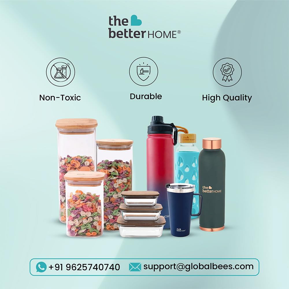The Better Home Fiambrera de oficina con dos compartimentos para microondas, cristal, cierre de seguridad, hermética, transparente, 980 ml, paquete de 1
