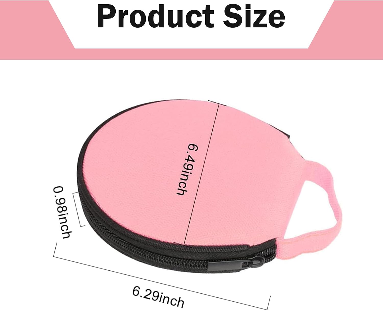 Car CD Case, 20 Capacity Oxford Cloth CD Protective Holder with Transparent Film Divider, Waterproof Portable Round Disc Case with Reinforced Handle, Universal DVD Organizer Wallet (Pink) image 2