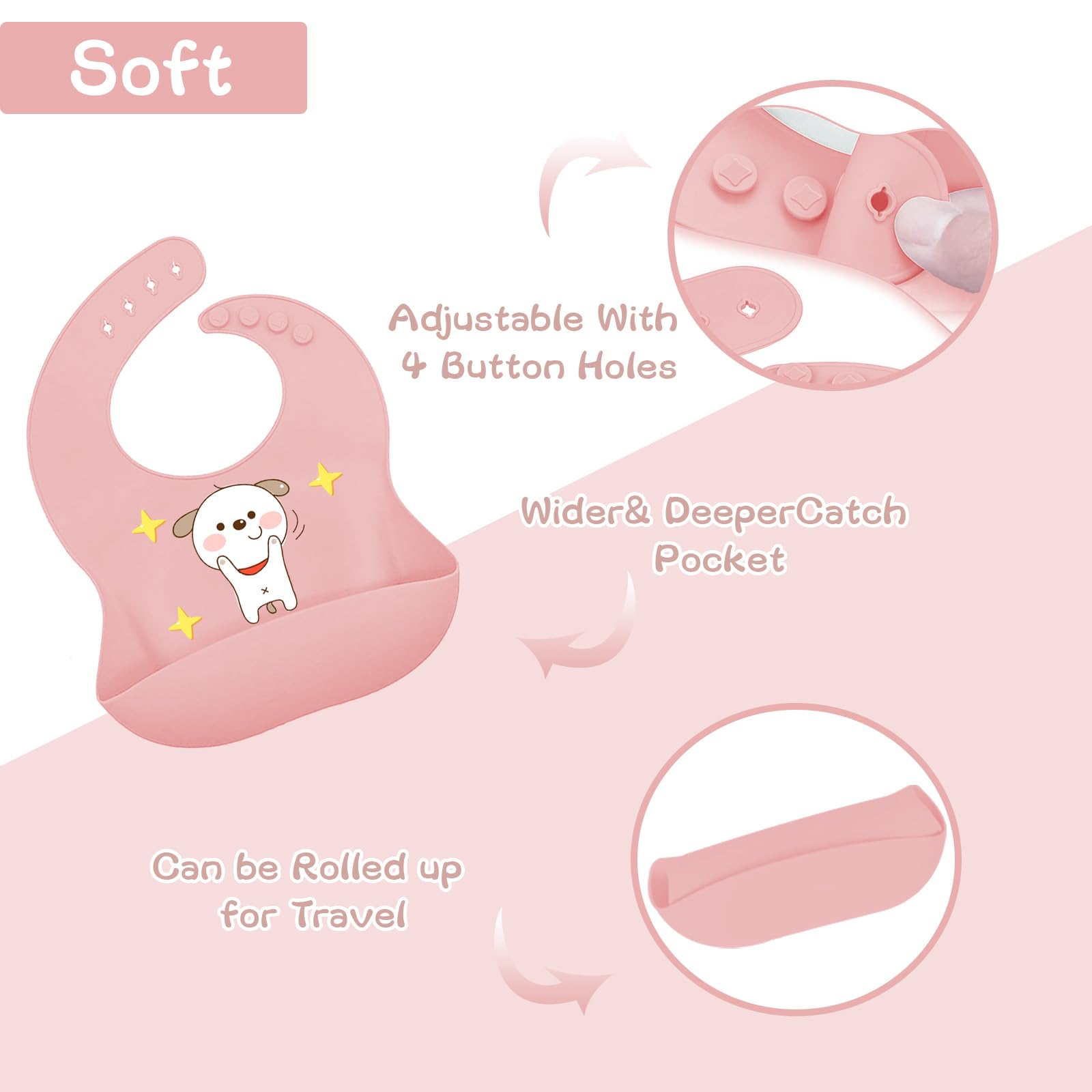 Set Pappa per Bambino, 12 Pezzi, Set Pappa Svezzamento per Bambini in Silicone, Senza BPA, Set di Posate per Bambini Antiscivolo con Ventosa Piatto Ciotola Tazza Bavaglino (Rosa chiaro)