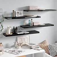 Vista 178 de Estantes flotantes de pared, 2 piezas de madera de fibropanel de densidad media gris de 47.2 x 9.3 x 1.5 pulgadas, estante de almacenamiento