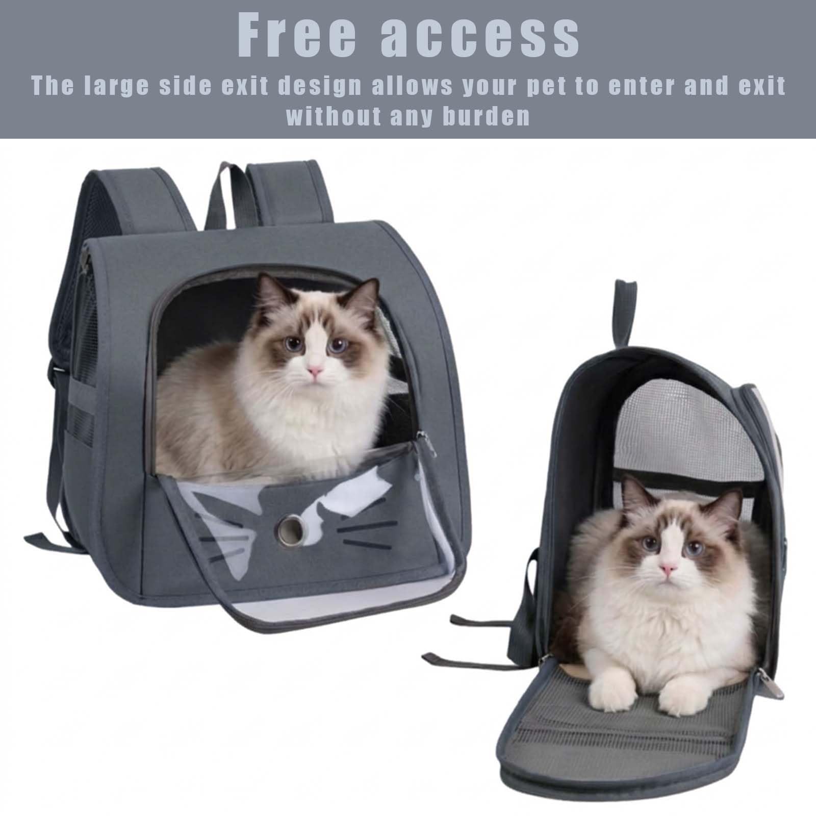 Bolsa para Mascotas Plegable,Mochila Gato y Perro,Mochila Gatos Transporte,Mochila Transportín Perro,Transportin Gato Mochilas para Gatos y Perros,para Mascotas pequeñas como Gatos y Perros (Gris)