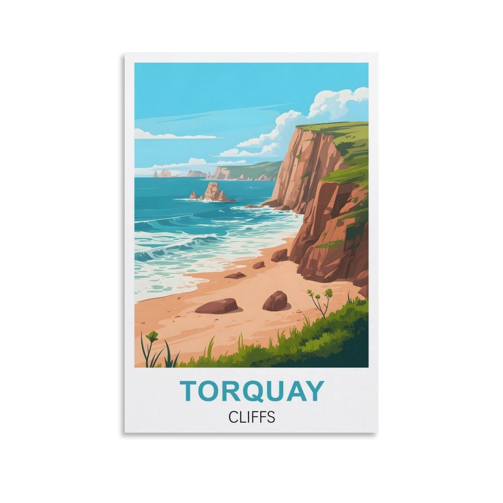 EZMLFA 5D Diamond Art Kits for Beginner,Torquay Cliffs Devon,Diamond Art Kits Gem Cross Stitch Easy Kits for Beginner Crystal Art Crafts Home Wall Decor 50x60cm