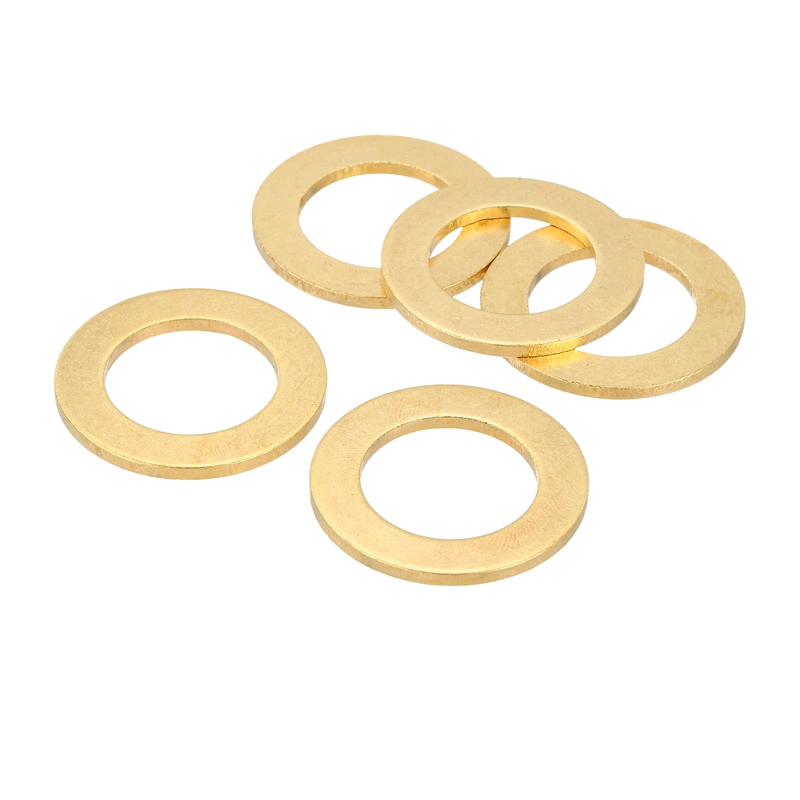 PATIKIL M16 Flat Washers, (30mm OD 2mm Thickness, Golden) (5 Pcs), Brass Metric Sealing Gasket Ring Crush Washer Spacers for Faucets/Garden/Bolts/Screws/Hose Pipe
