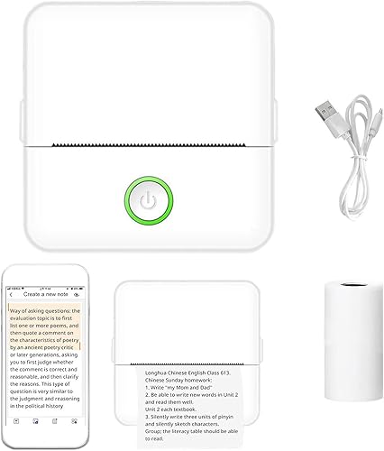 Apujent Mini impresora  Impresora instantánea de calcomanías  Impresora portátil sin tinta  Impresora fotográfica inalámbrica  Impresora de bolsillo