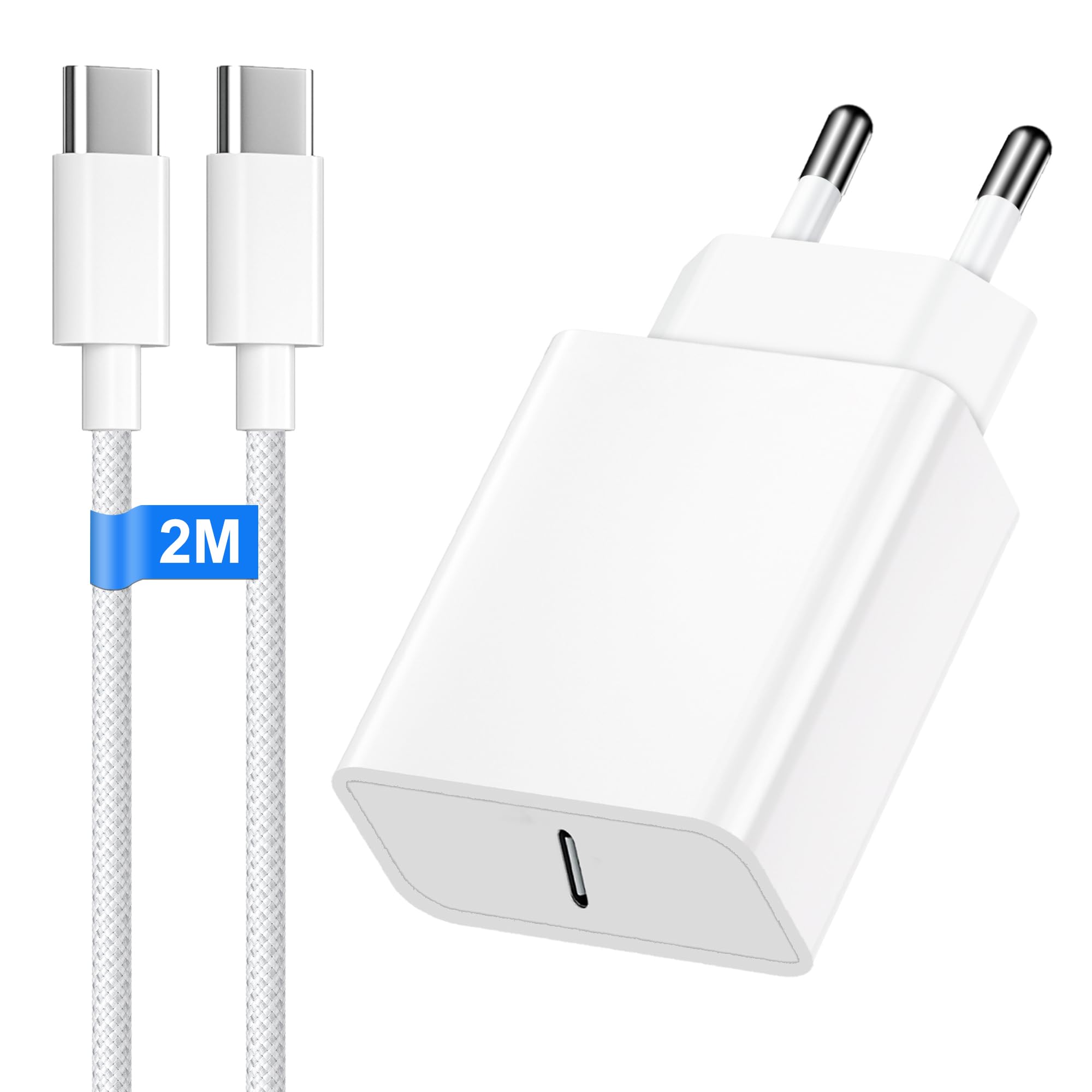 Caricatore USB C da 20 W per iPhone 16/16 Pro/16 Pro Max/16 Plus/15/15 Pro/15 Pro Max/15 Plus, alimentatore iPad, adattatore USBC con cavo USB C da 2 m Caricatore USB C da 20 W per iPhone 16/16 Pro/16 Pro Max/16 Plus/15/15 Pro/15 Pro Max/15 Plus, alimentatore iPad, adattatore USBC con cavo USB C da 2 m