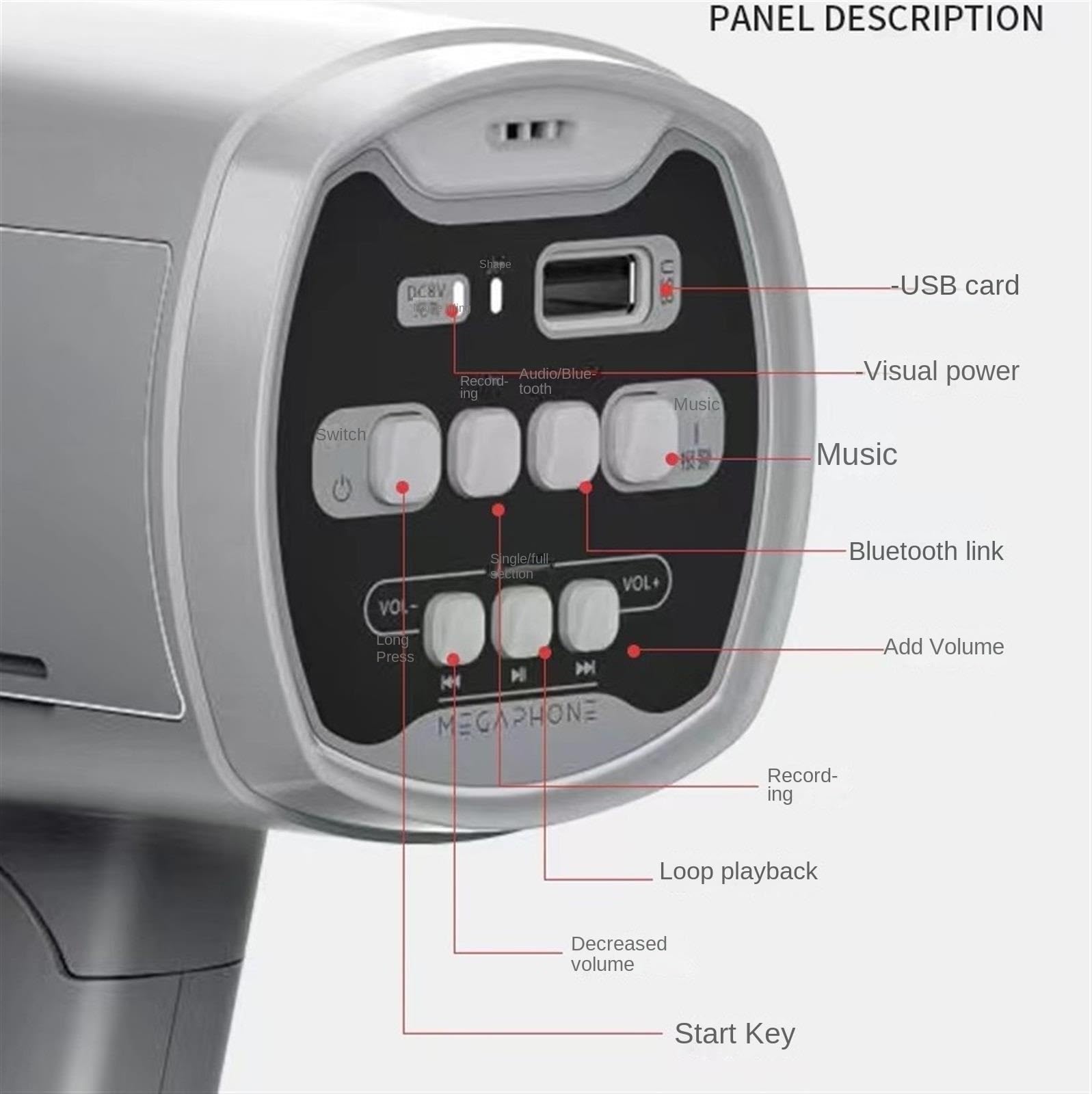 Megáfono Amplificador De Voz De Mano Megáfono con Control De Volumen Altavoz Portátil para Exteriores Megafono Altavoz