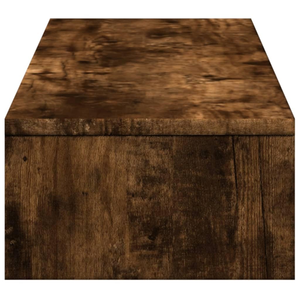 Supporto per monitor con cassetti, in legno di rovere affumicato, 100 x 27 x 15 cm, per ufficio e home office, ripiano ergonomico per laptop, PC, tablet e postazione di lavoro da gioco