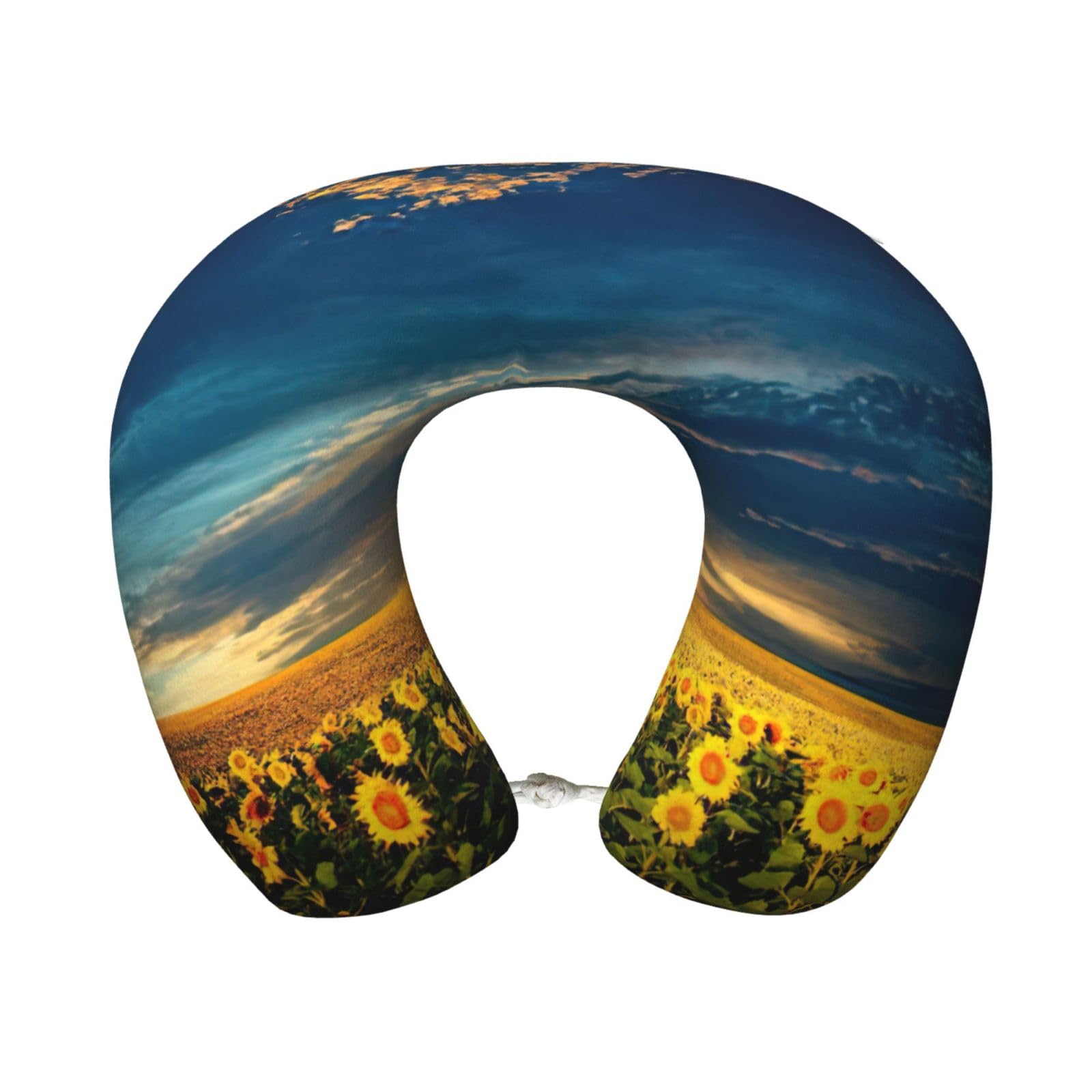 yagDAA Sunflower Field 1 Print U-Shape Travel Neck Pillows Memory Foam Neck Pillow For Airplane Car Office Sleeping Rest