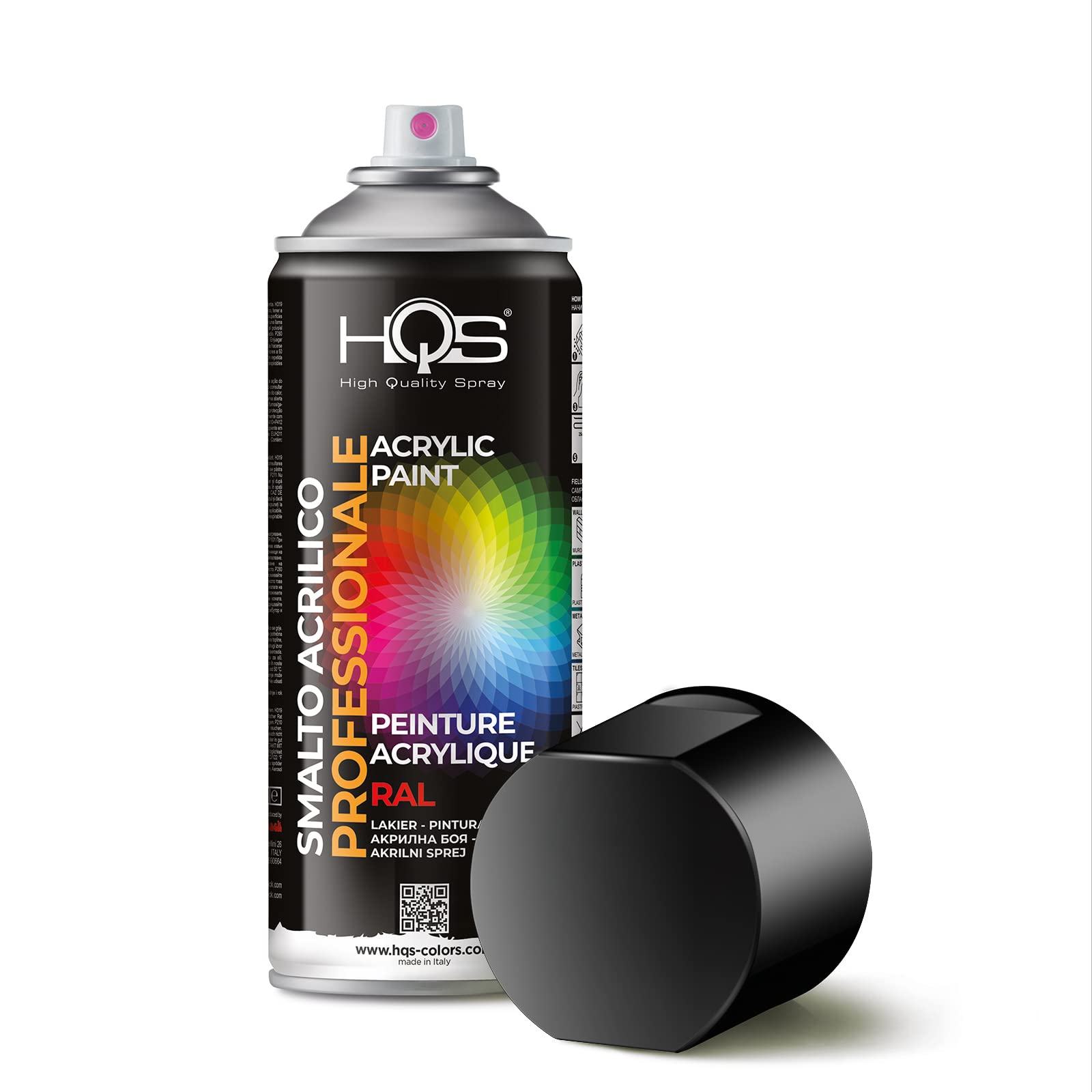 HQS Bomboletta di Vernice Spray Acrilica Colori Ral (Ral 9005 Nero Opaco)