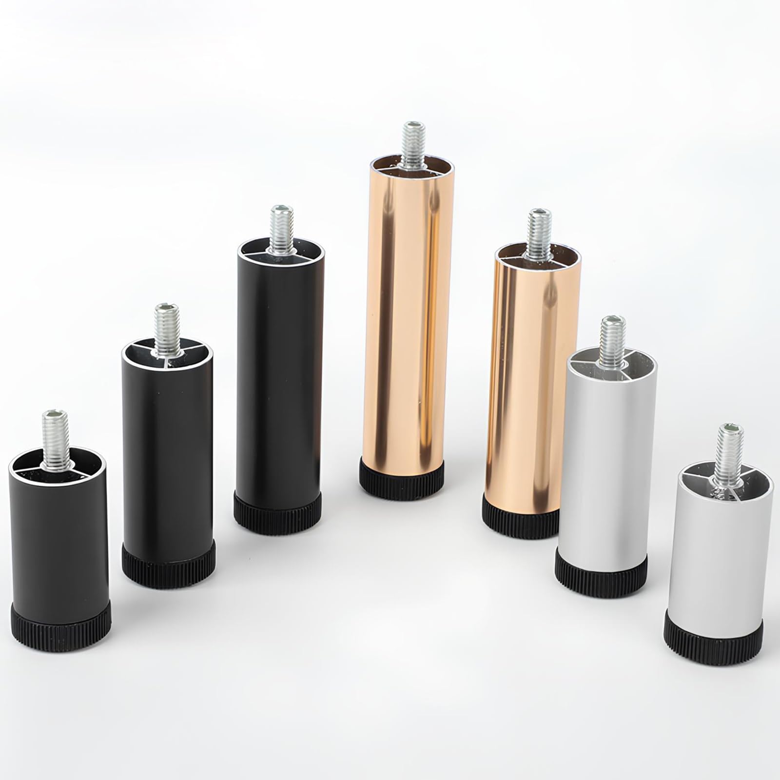 Regulowane aluminiowe nogi meblowe, 2-pak, idealne do stojaków pod telewizor, sofy, komody, okrągłe nóżki do szafy, metalowe nogi stołowe, śruba M8, srebrne, wysokość 20 cm