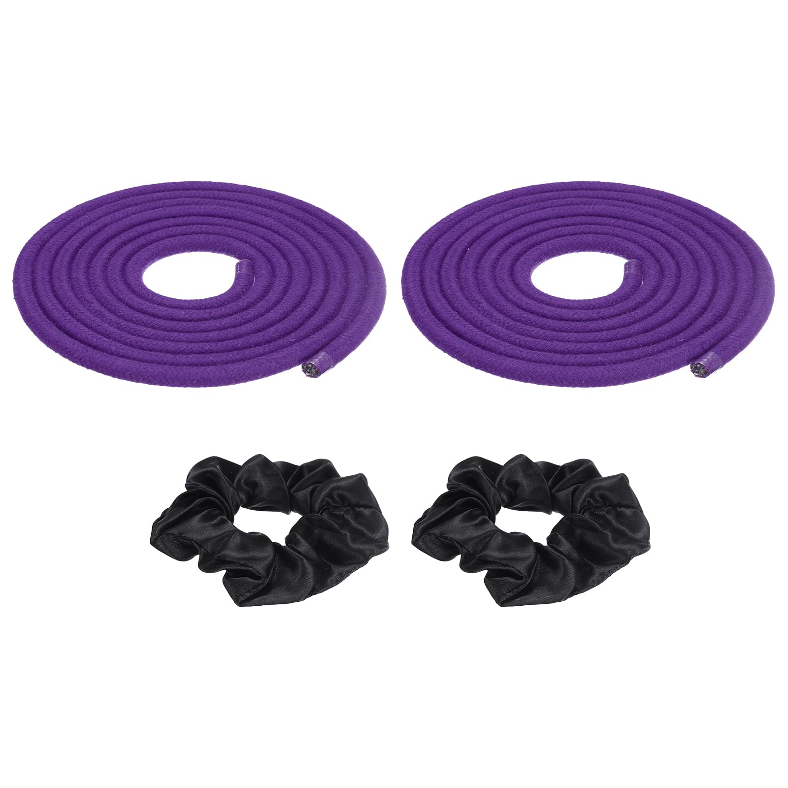 YELARXI Gymnastics Rope, Exercise Fitness Aerobic Gymnastic Skipping, Rhythmic Gymnastics Arts Rope with Hair Tie 3 Meters& 1Pcs & Purple - Fit for (Fitness/Outdoor Activities/Yoga)