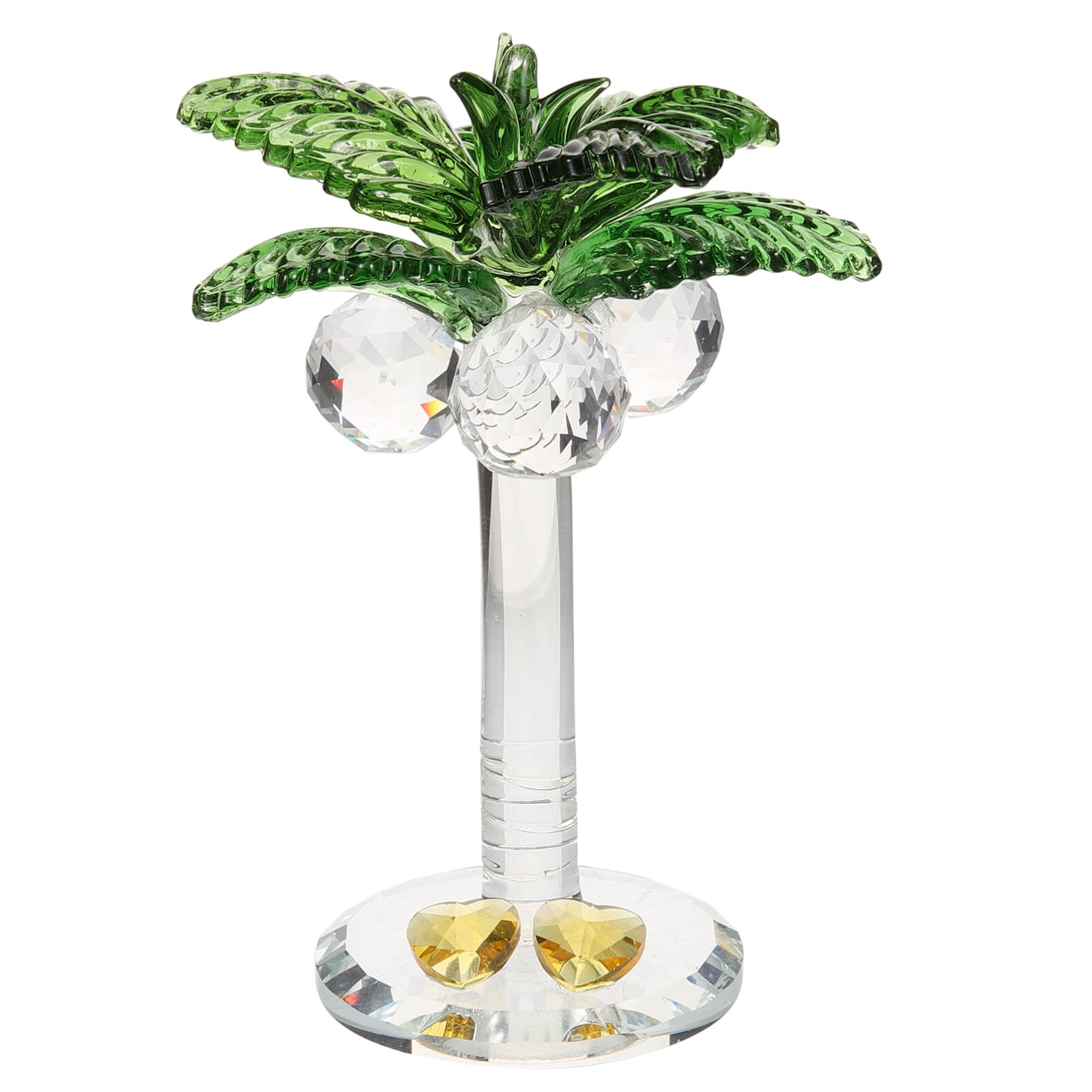 Crystal Coconut Tree Mini Palm Tree Tropical Tree Figurine Artificial Model Tree Table Centerpiece Blown Glass Paperweight for Home Decoration